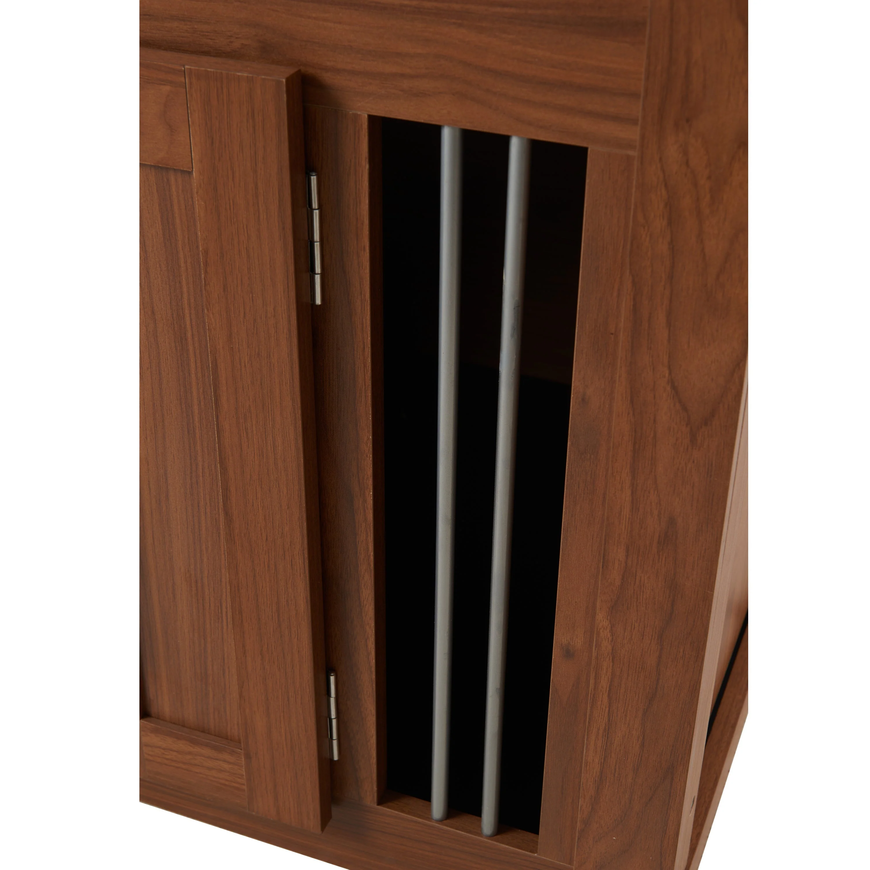 2 in 1 Walnut Dog Crate Nightstand with Storage - Image 13