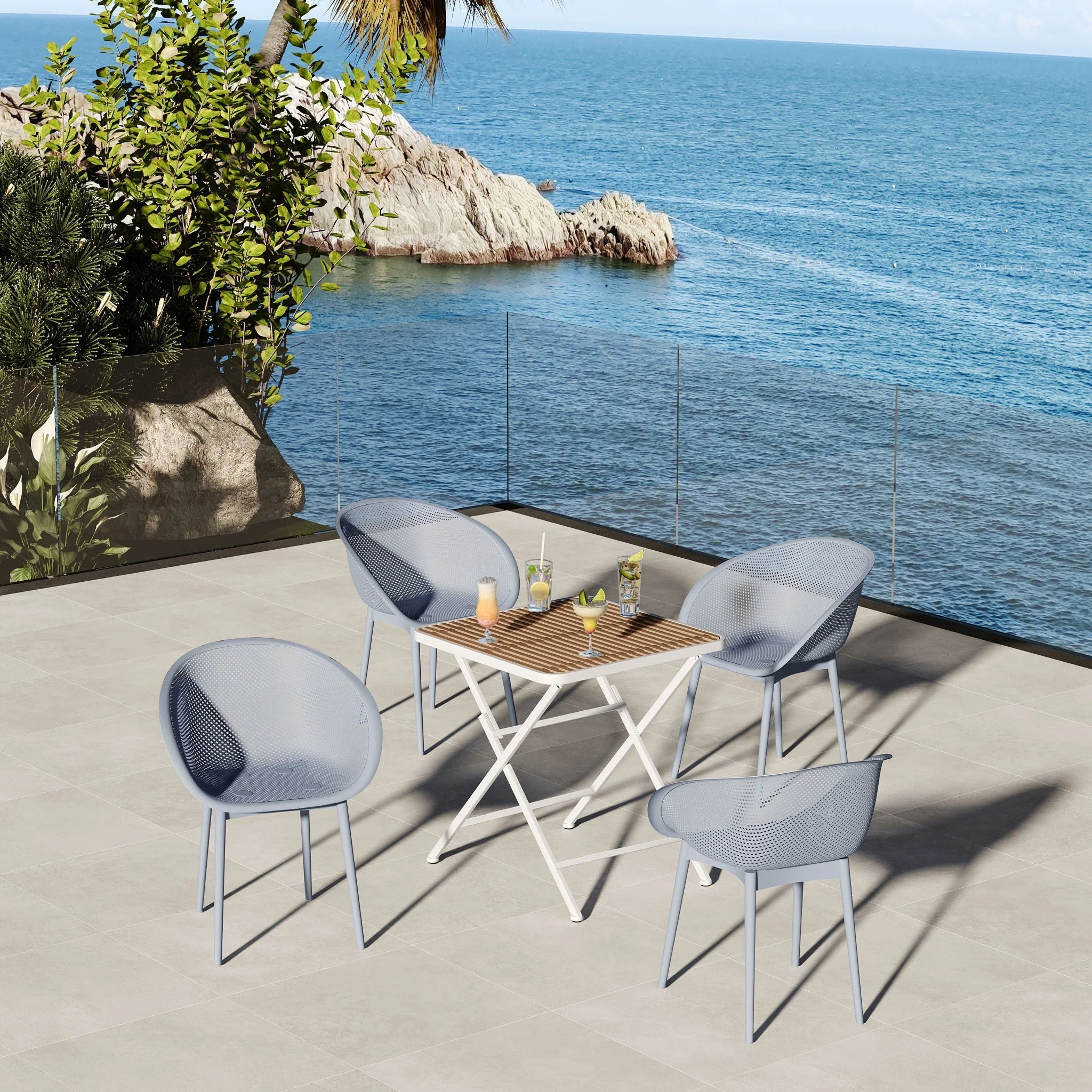 2 Pack Lounge Chair Set & Folding Square Table - Image 14