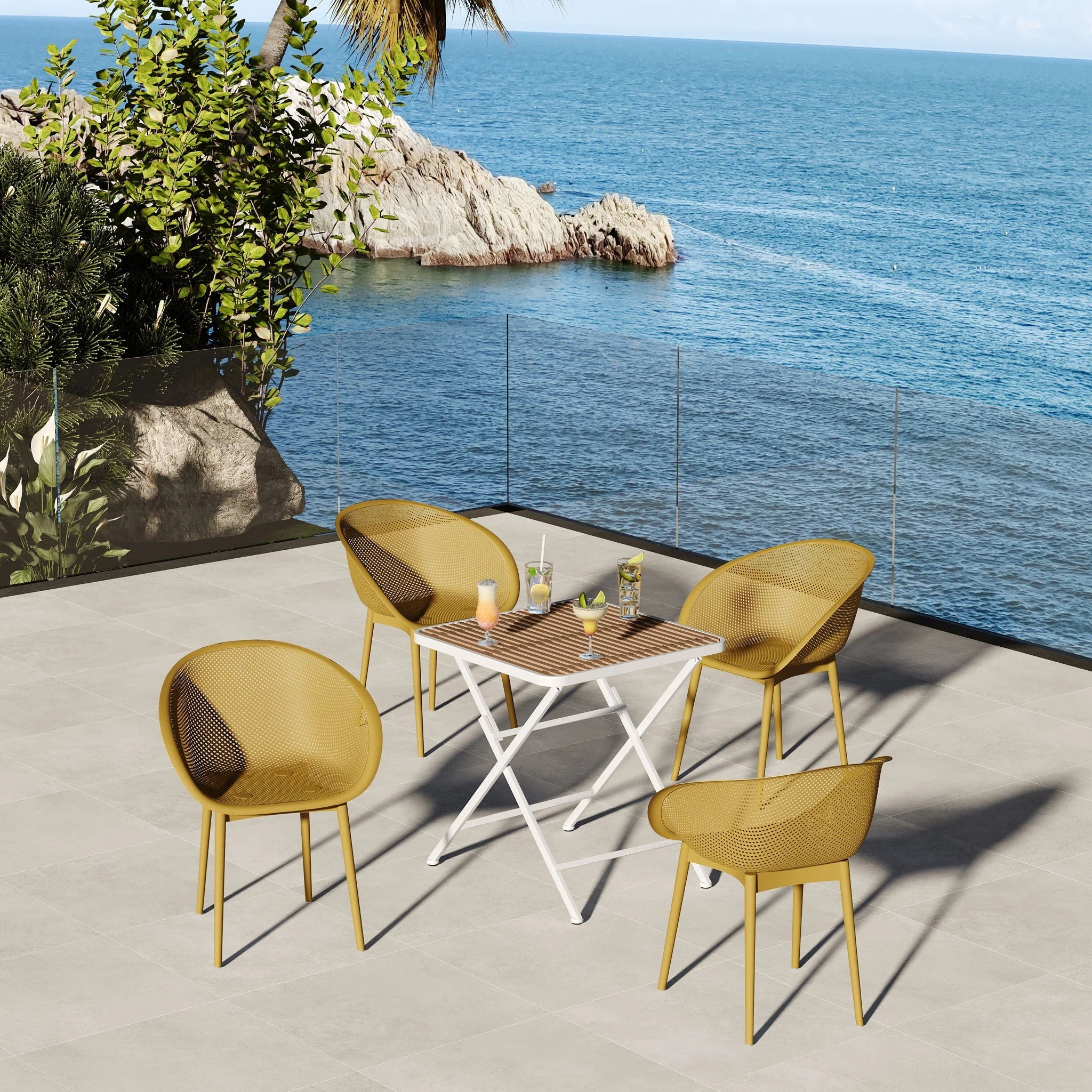 2 Pack Lounge Chair Set & Folding Square Table - Image 8