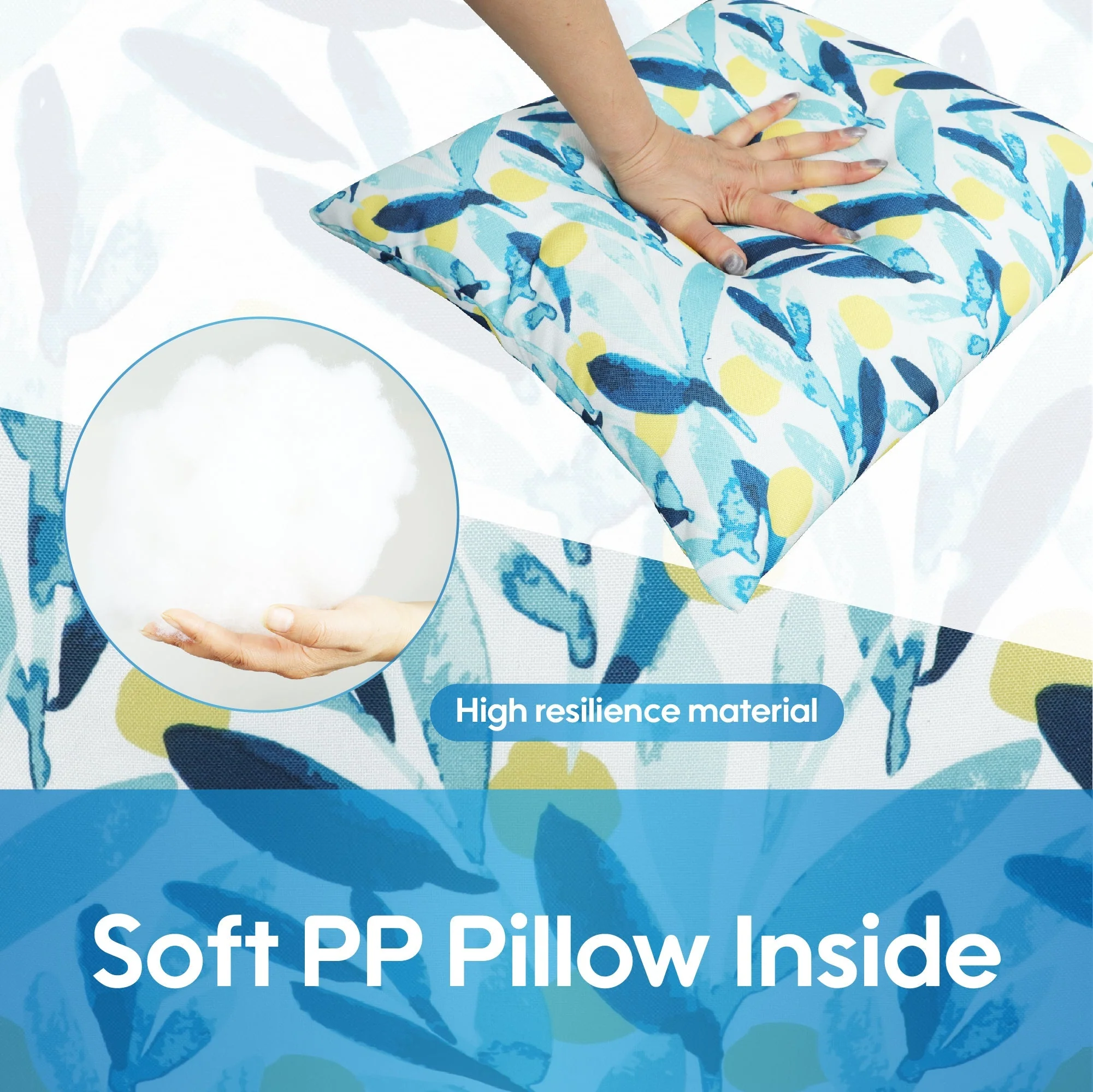 2 Pack Outdoor Pillows, Waterproof & Fade-Resistant Patio Cushions (18x18 Inch, Blue Leaf) - Image 3