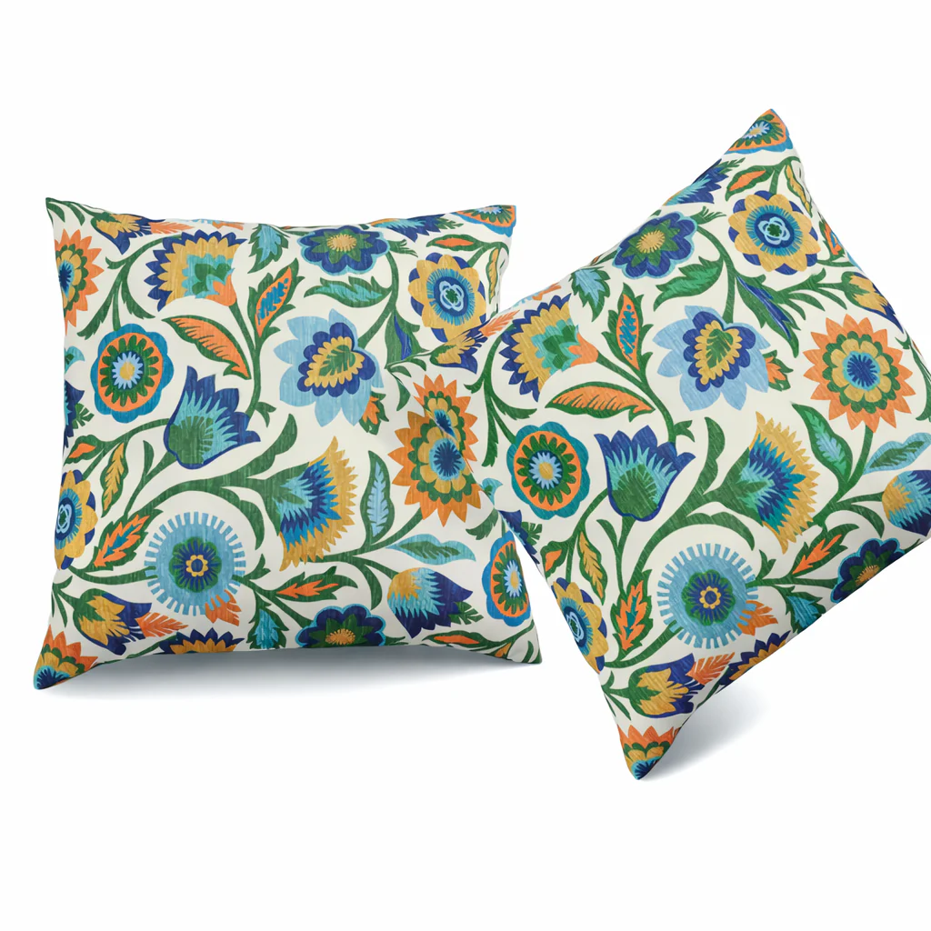 2 Pack Outdoor Throw Pillows - Vintage Floral, 18x18 Inch - Image 3
