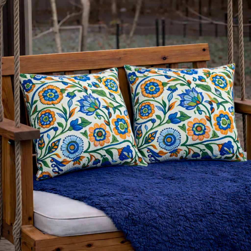 2 Pack Outdoor Throw Pillows - Vintage Floral, 18x18 Inch - Image 8