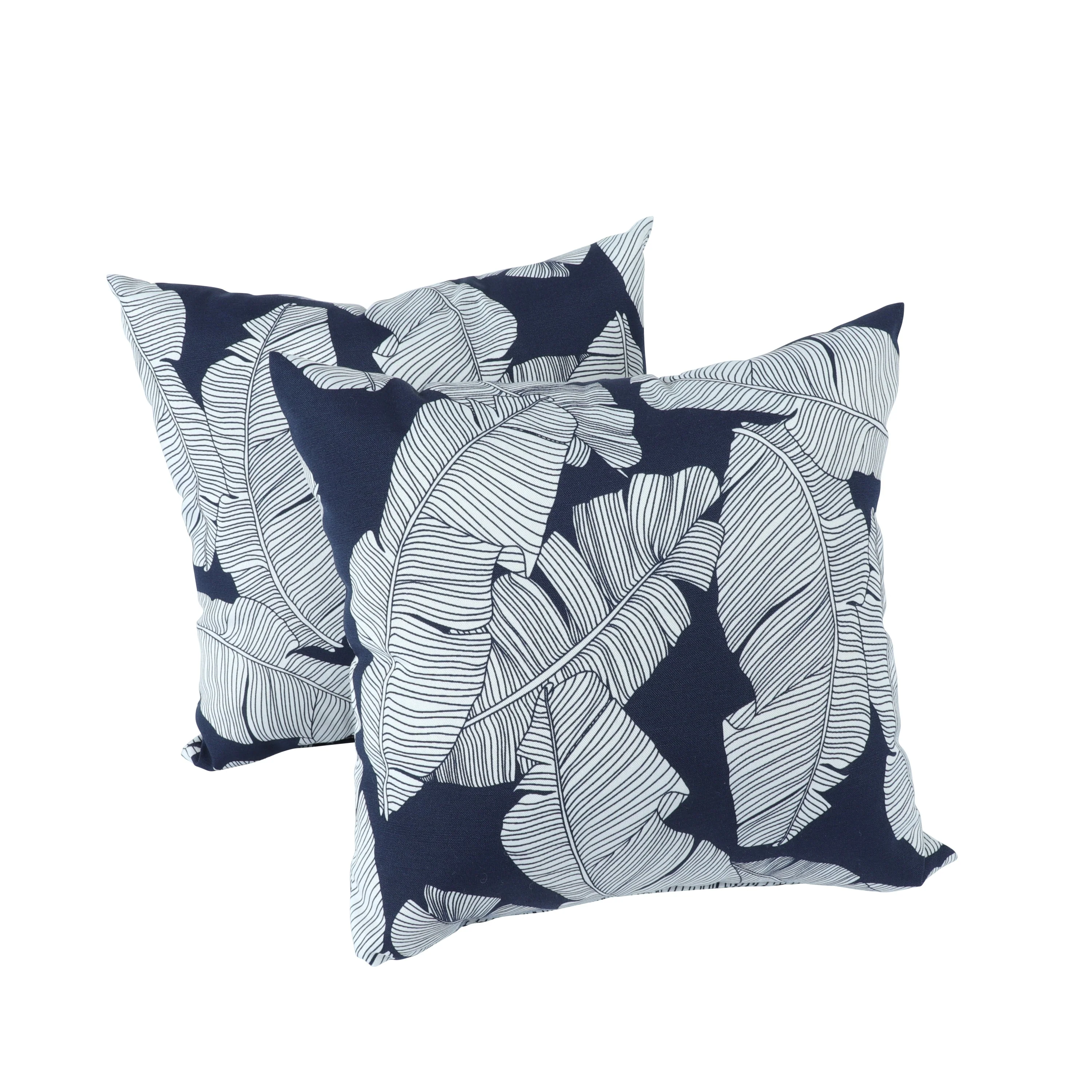2 Pack Outdoor Throw Pillows, Waterproof & Fade-Resistant (18x18 Inch, Blue Leaf) - Image 3