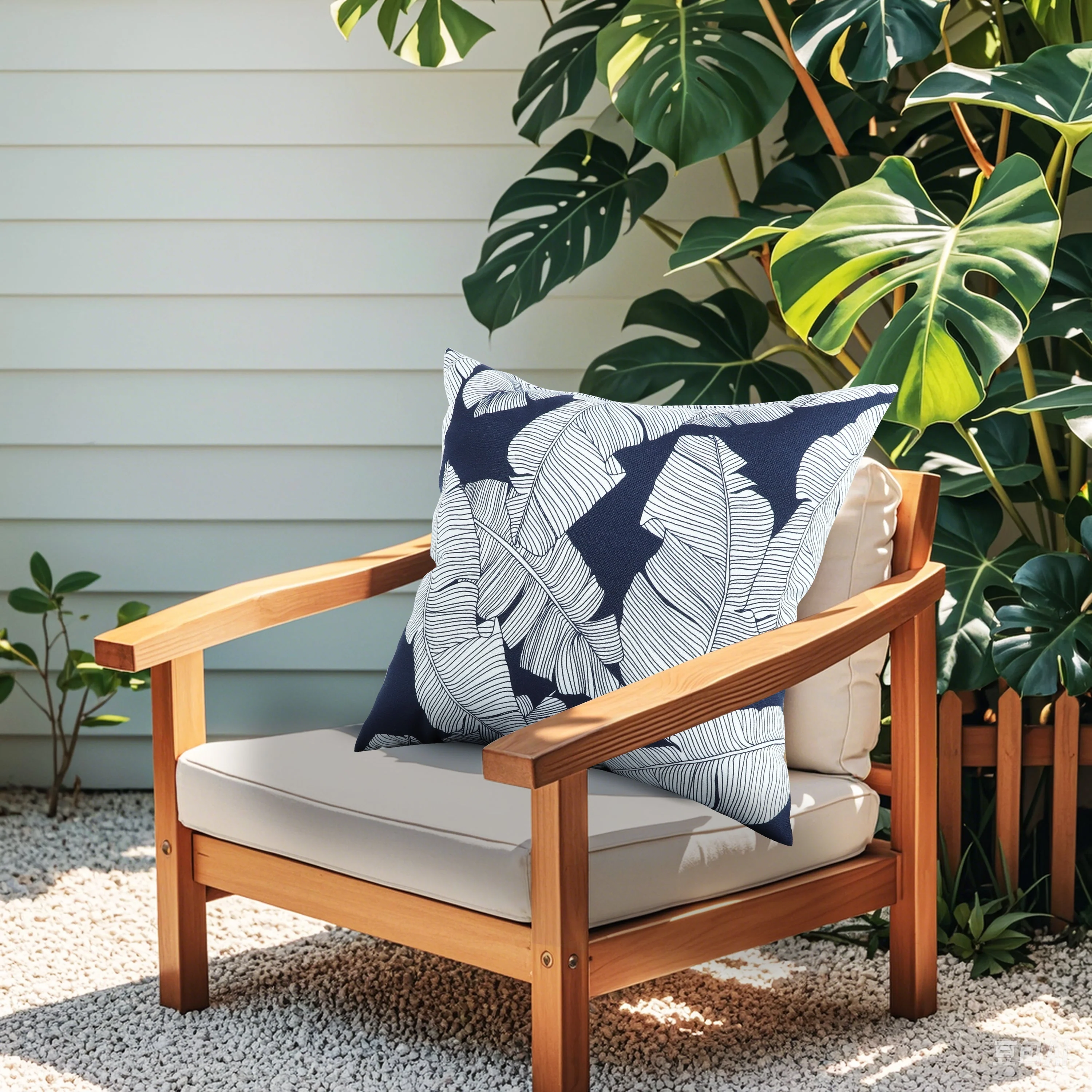 2 Pack Outdoor Throw Pillows, Waterproof & Fade-Resistant (18x18 Inch, Blue Leaf) - Image 4