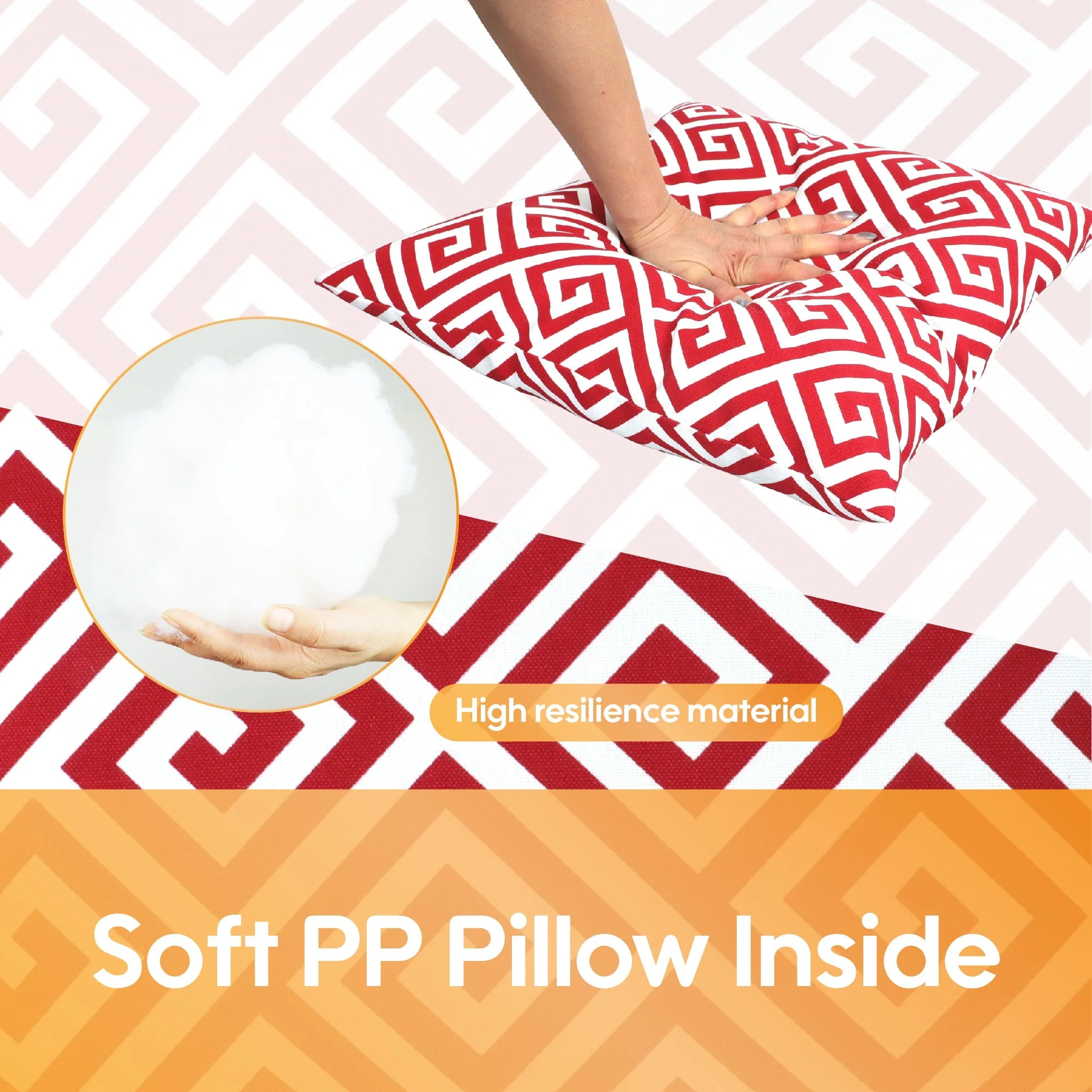 2 Pack Outdoor Throw Pillows - Waterproof & Fade-Resistant (18x18 Inch, Red) - Image 3