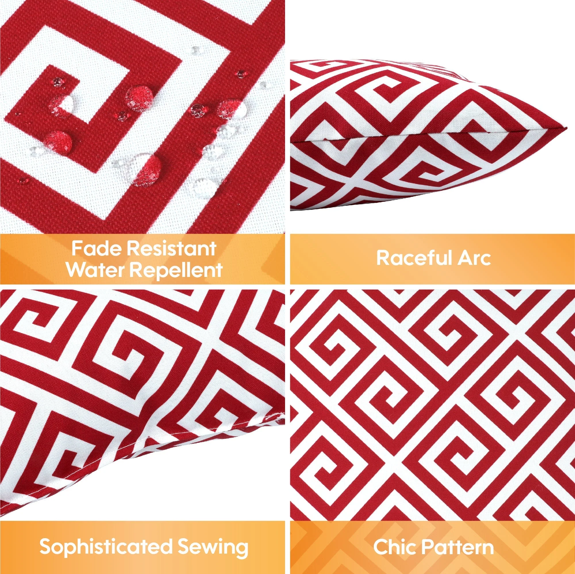 2 Pack Outdoor Throw Pillows - Waterproof & Fade-Resistant (18x18 Inch, Red) - Image 4