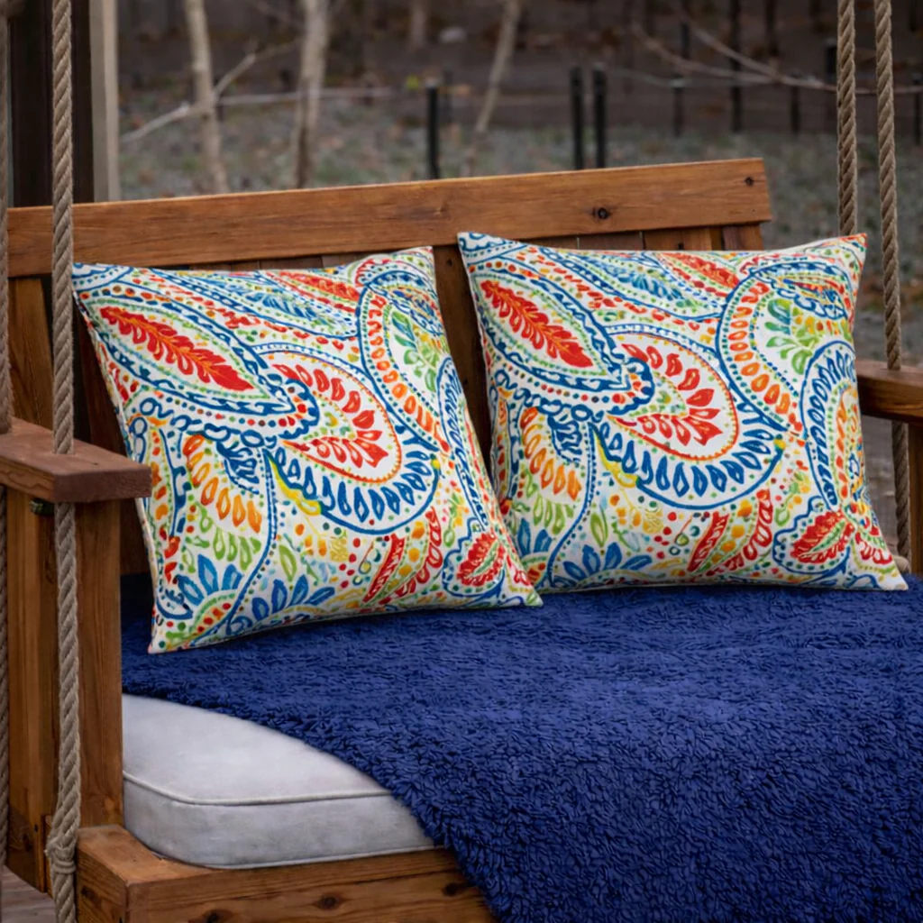 2 Pack Outdoor Throw Pillows, Waterproof & Fade-Resistant Patio Cushions (18x18 Inch) - Image 2
