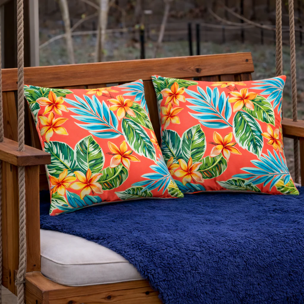 2 Pack Outdoor Throw Pillows, Waterproof & Fade-Resistant Patio Cushions (18x18 Inch, Bright Coral Pink) - Image 2
