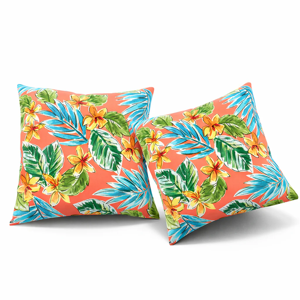 2 Pack Outdoor Throw Pillows, Waterproof & Fade-Resistant Patio Cushions (18x18 Inch, Bright Coral Pink) - Image 3