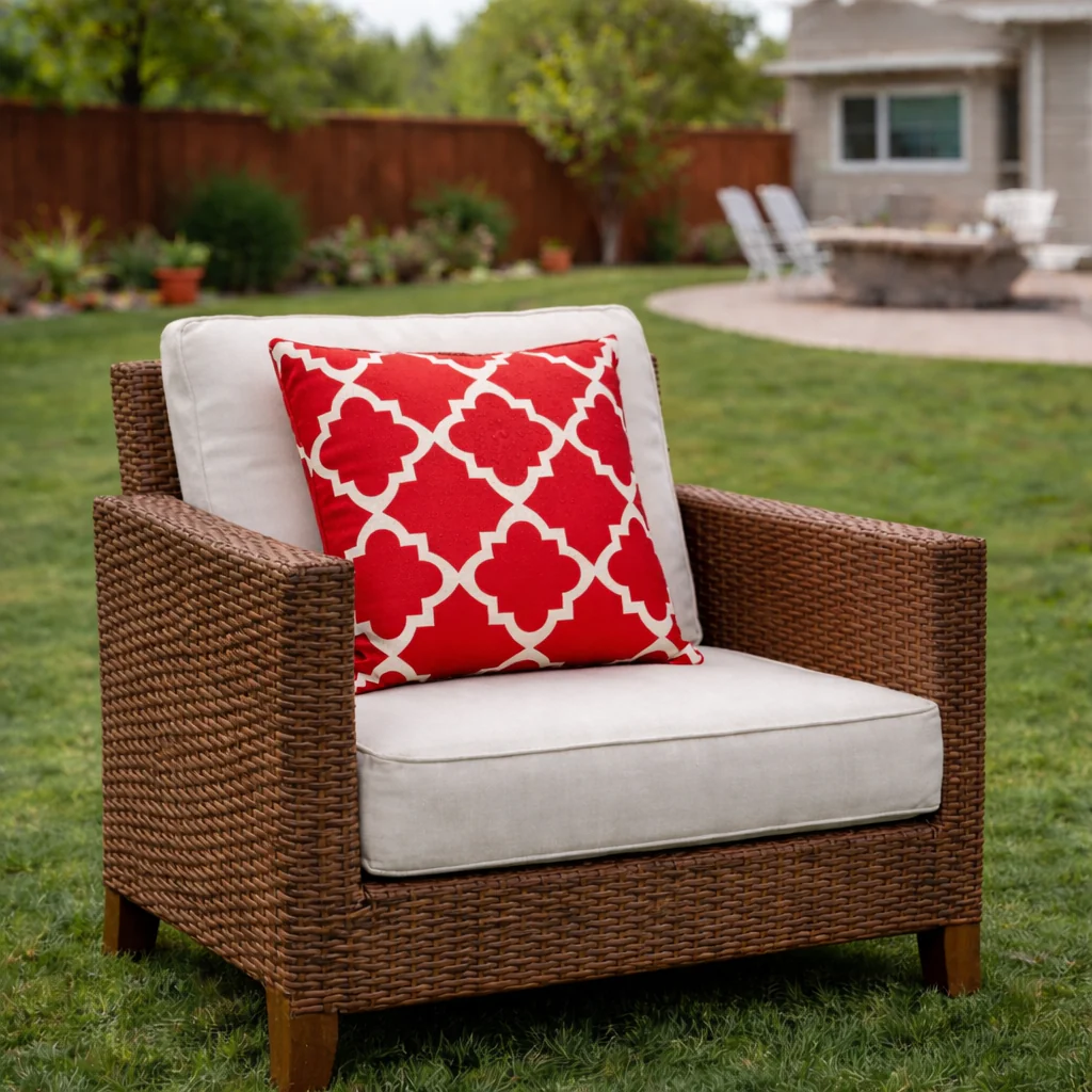 2 Pack Outdoor Throw Pillows, Waterproof & Fade-Resistant Patio Cushions (18x18 Inch, Plaid Red) - Image 2