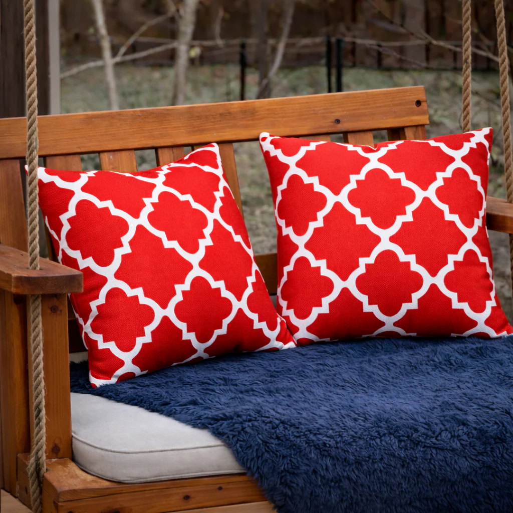 2 Pack Outdoor Throw Pillows, Waterproof & Fade-Resistant Patio Cushions (18x18 Inch, Plaid Red) - Image 6