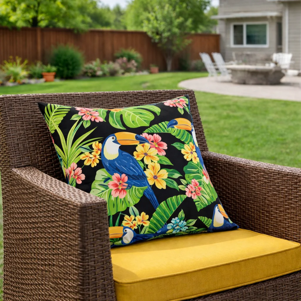 2 Pack Outdoor Throw Pillows, Waterproof & Fade-Resistant Patio Cushions - Image 4