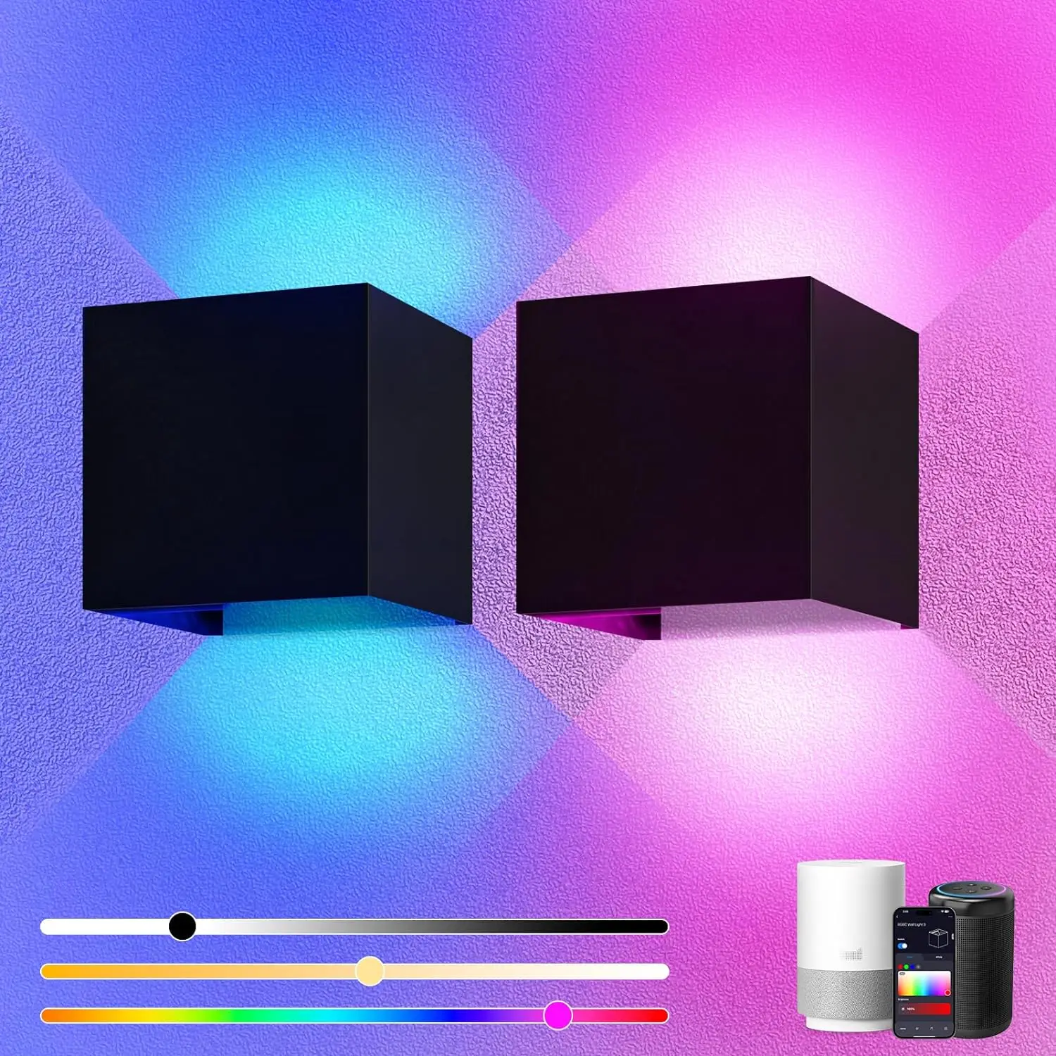 2 Pack Smart Outdoor Wall Lights RGBCW 10W LED Patio Lights App Voice Control - Image 7