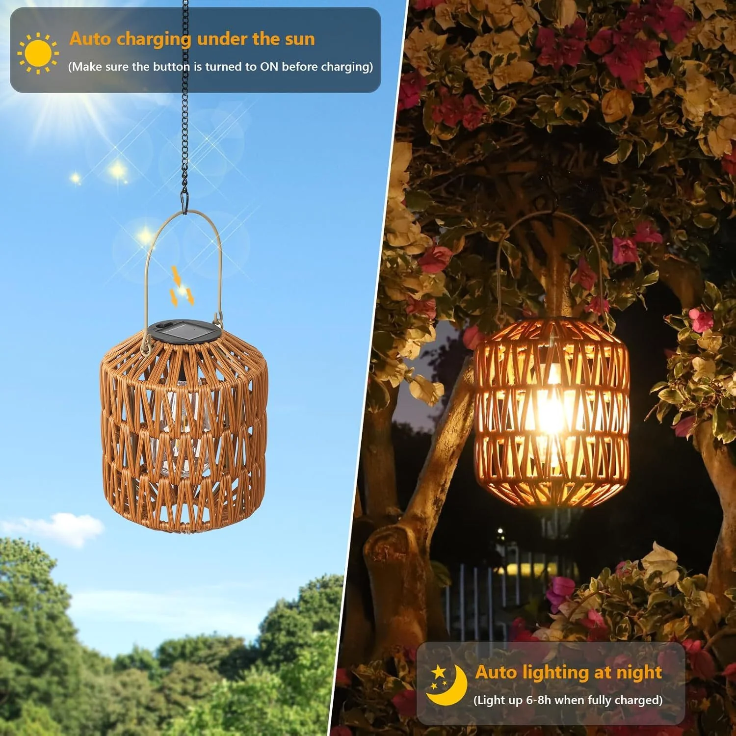 2 Pack Solar Lanterns Outdoor Waterproof - Image 3