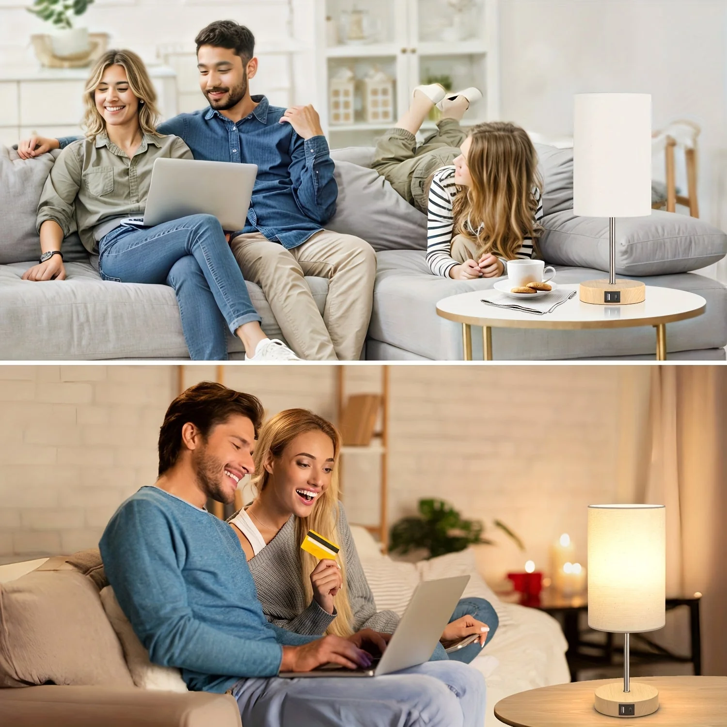 2-Pack Touch Control USB Table Lamps – 3-Way Dimmable LED Bedside Light Set - Image 4