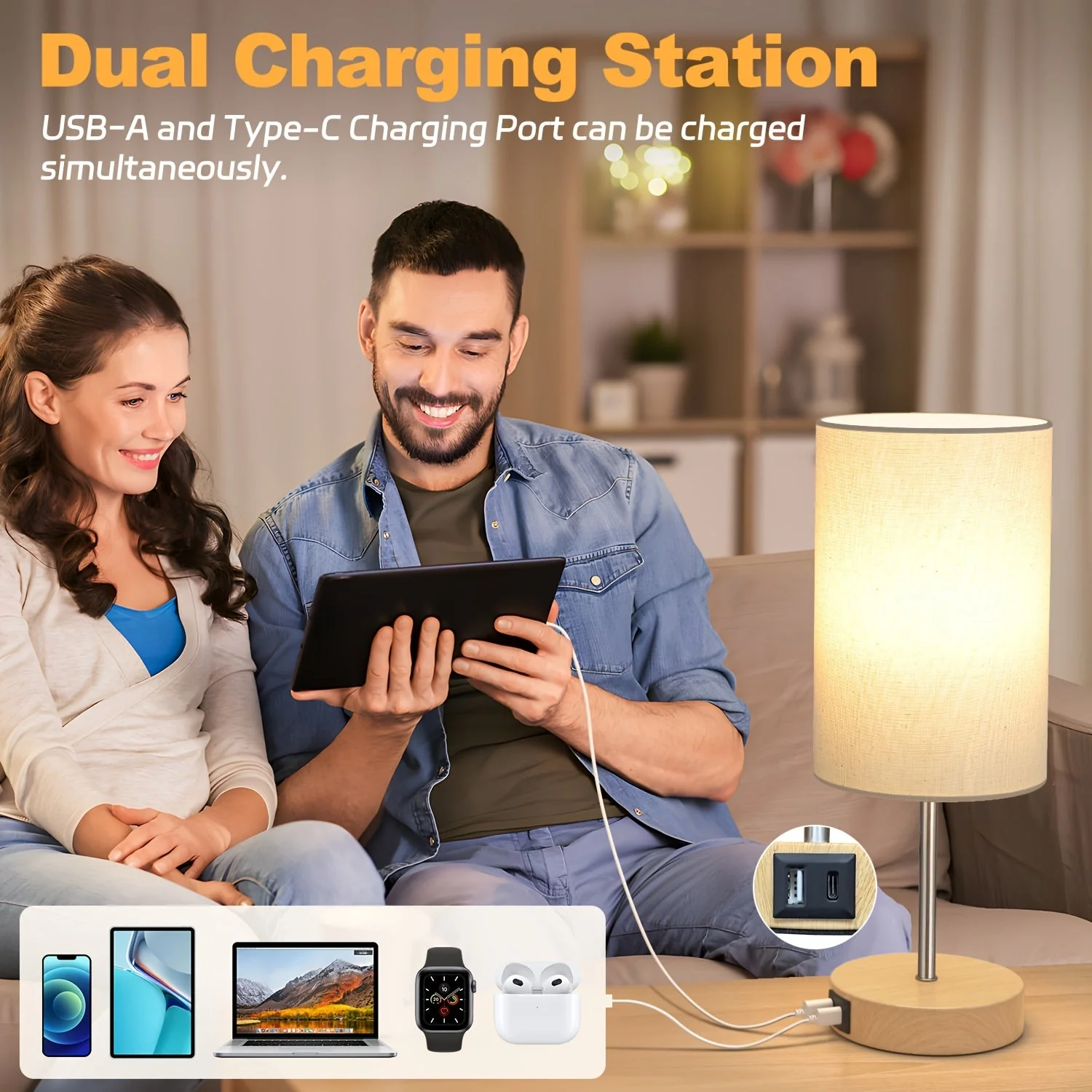 2-Pack Touch Control USB Table Lamps – 3-Way Dimmable LED Bedside Light Set - Image 5