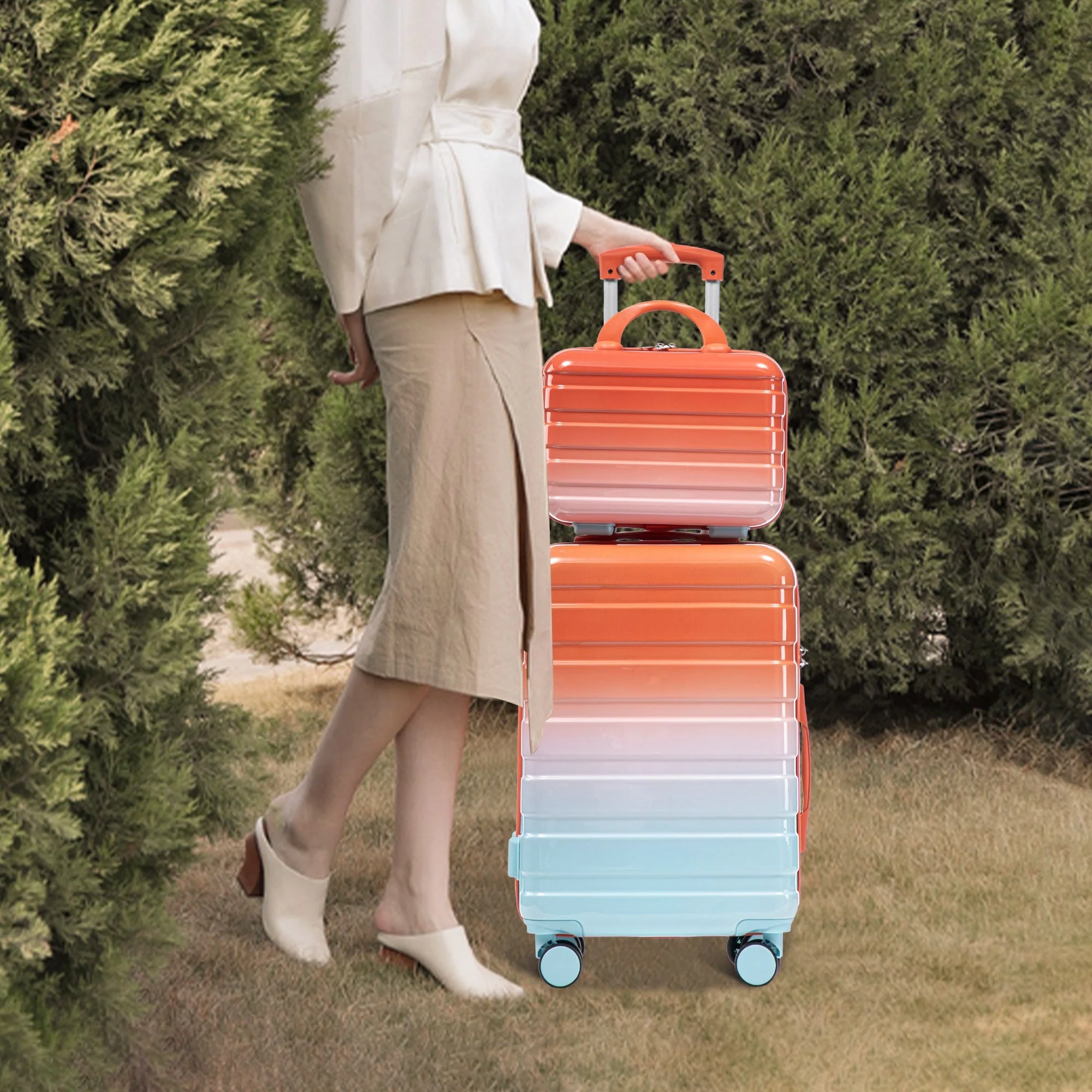 2 Pc PC Spinner Wheel Luggage Set with Gradient Color and Lock - Image 10