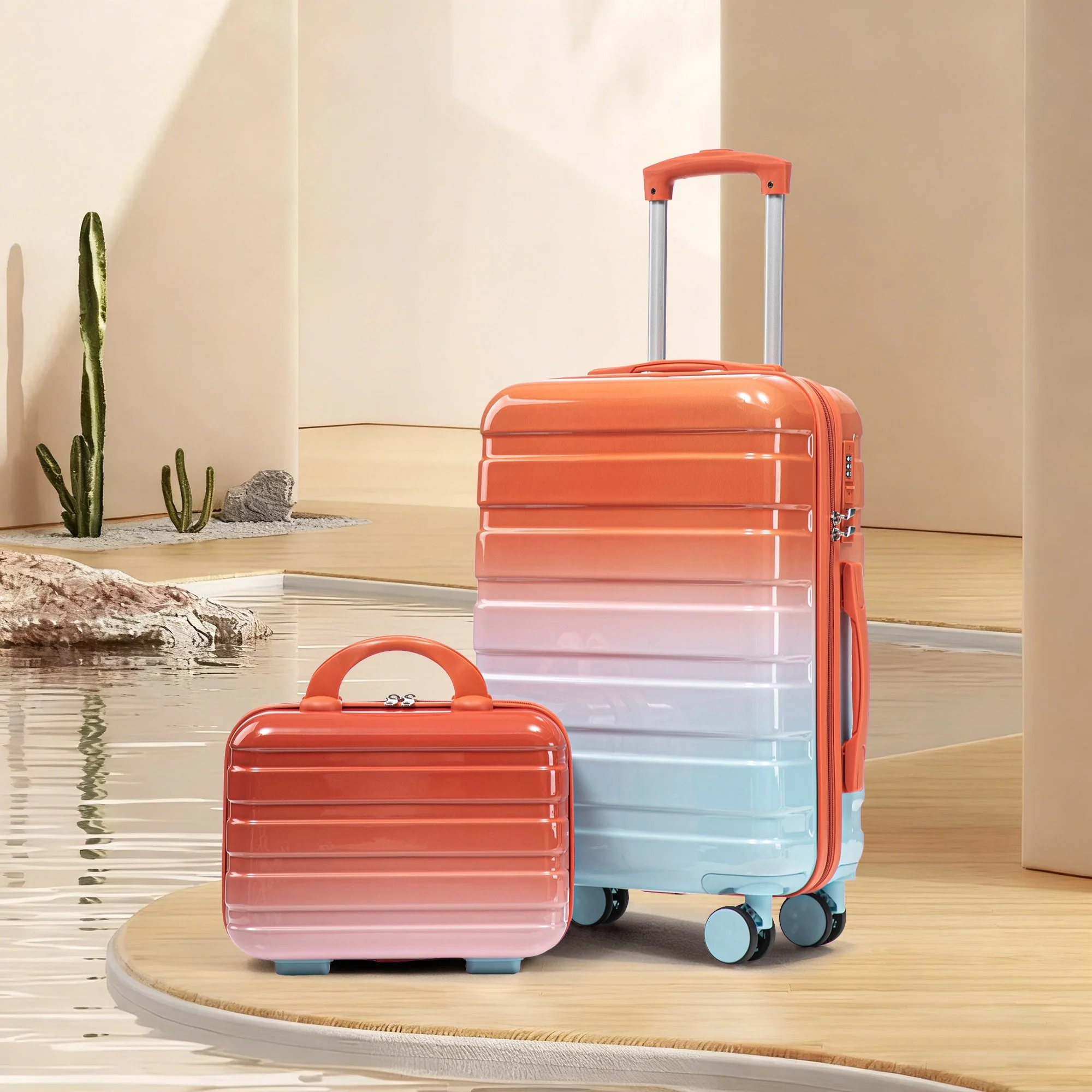 2 Pc PC Spinner Wheel Luggage Set with Gradient Color and Lock - Image 11