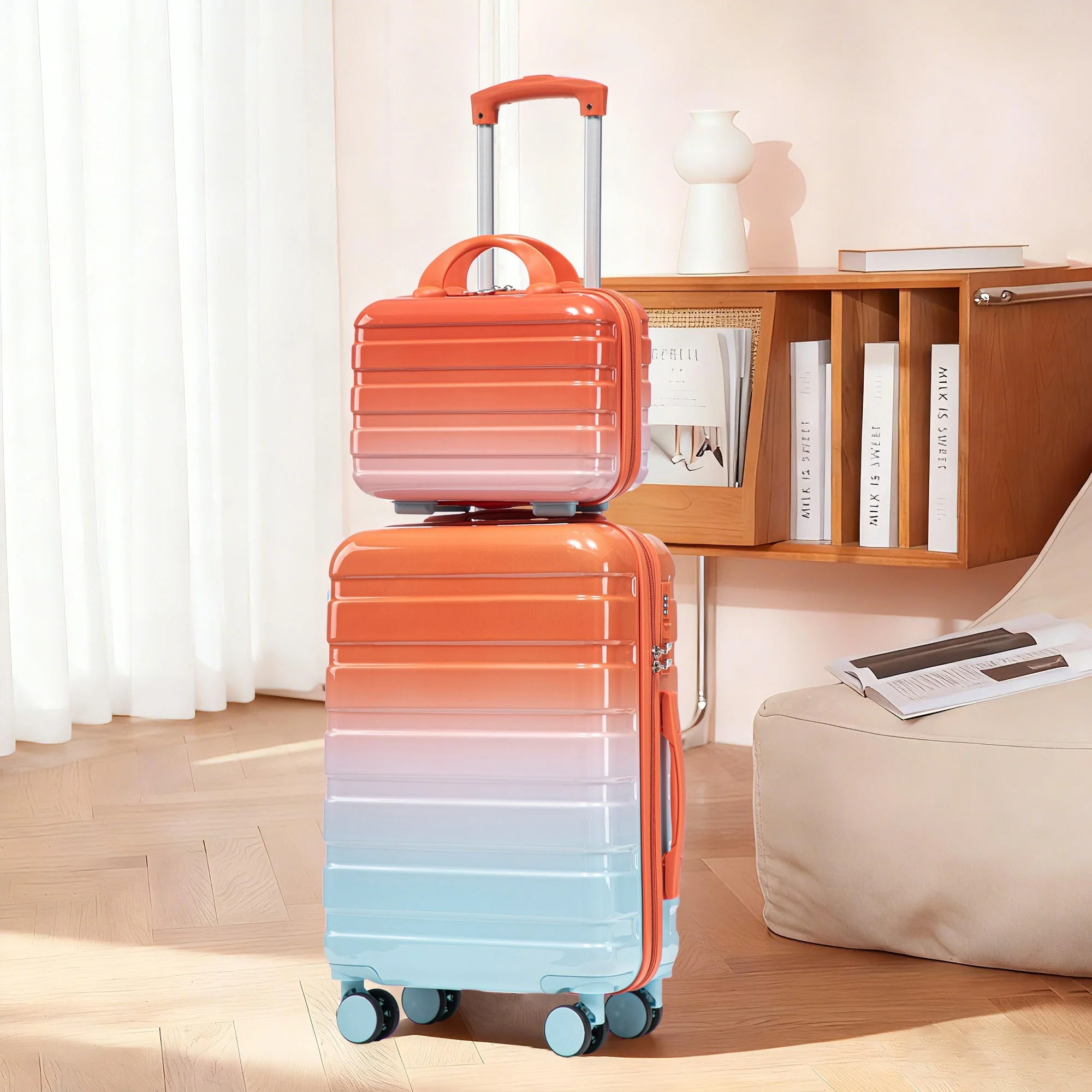 2 Pc PC Spinner Wheel Luggage Set with Gradient Color and Lock - Image 12