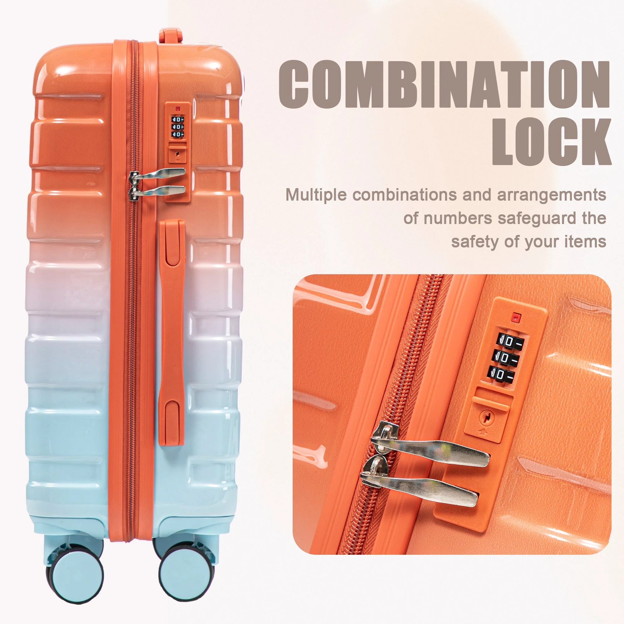 2 Pc PC Spinner Wheel Luggage Set with Gradient Color and Lock - Image 6