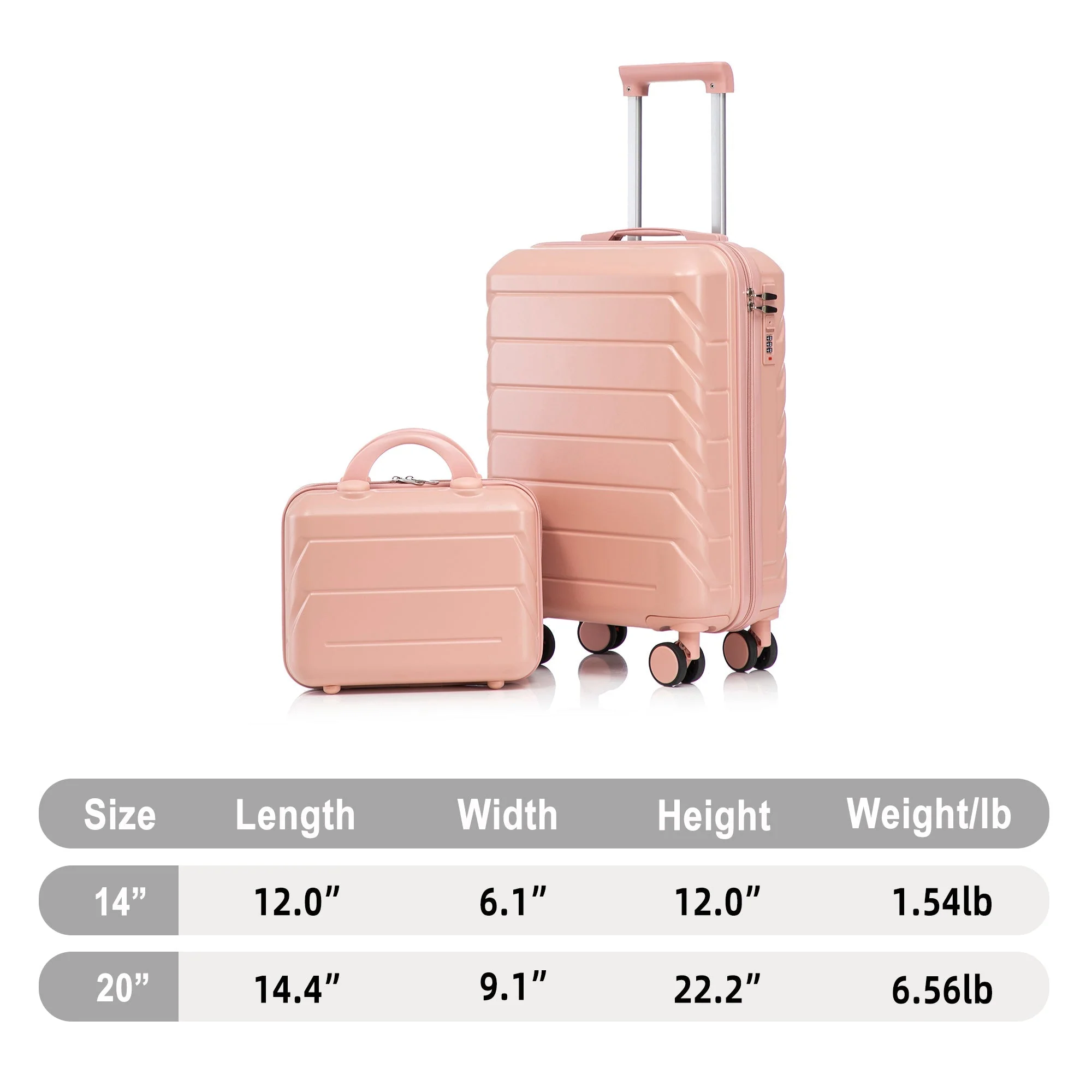 2-Piece ABS Spinner Wheel Luggage Set with Combination Lock - Image 3