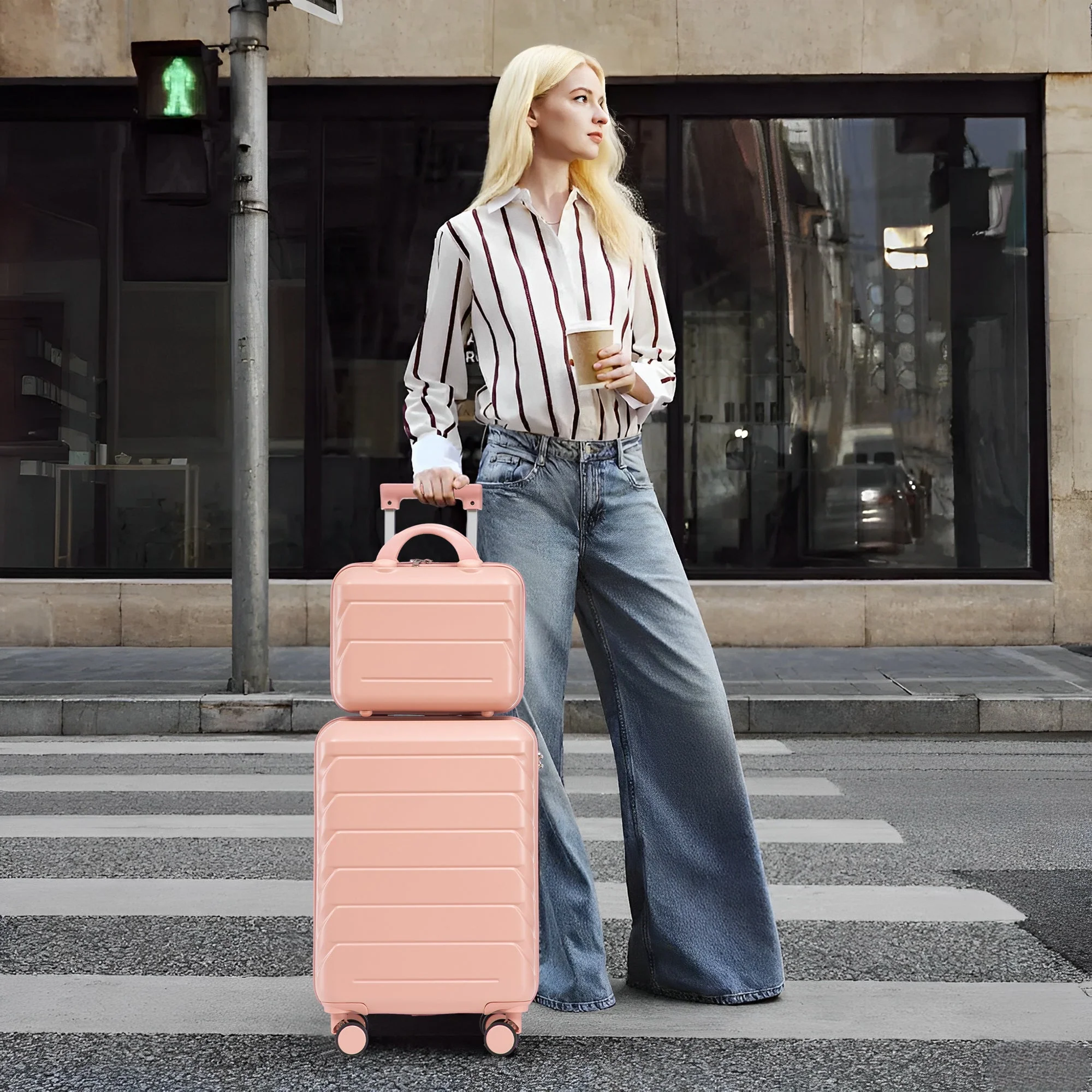 2-Piece ABS Spinner Wheel Luggage Set with Combination Lock - Image 4
