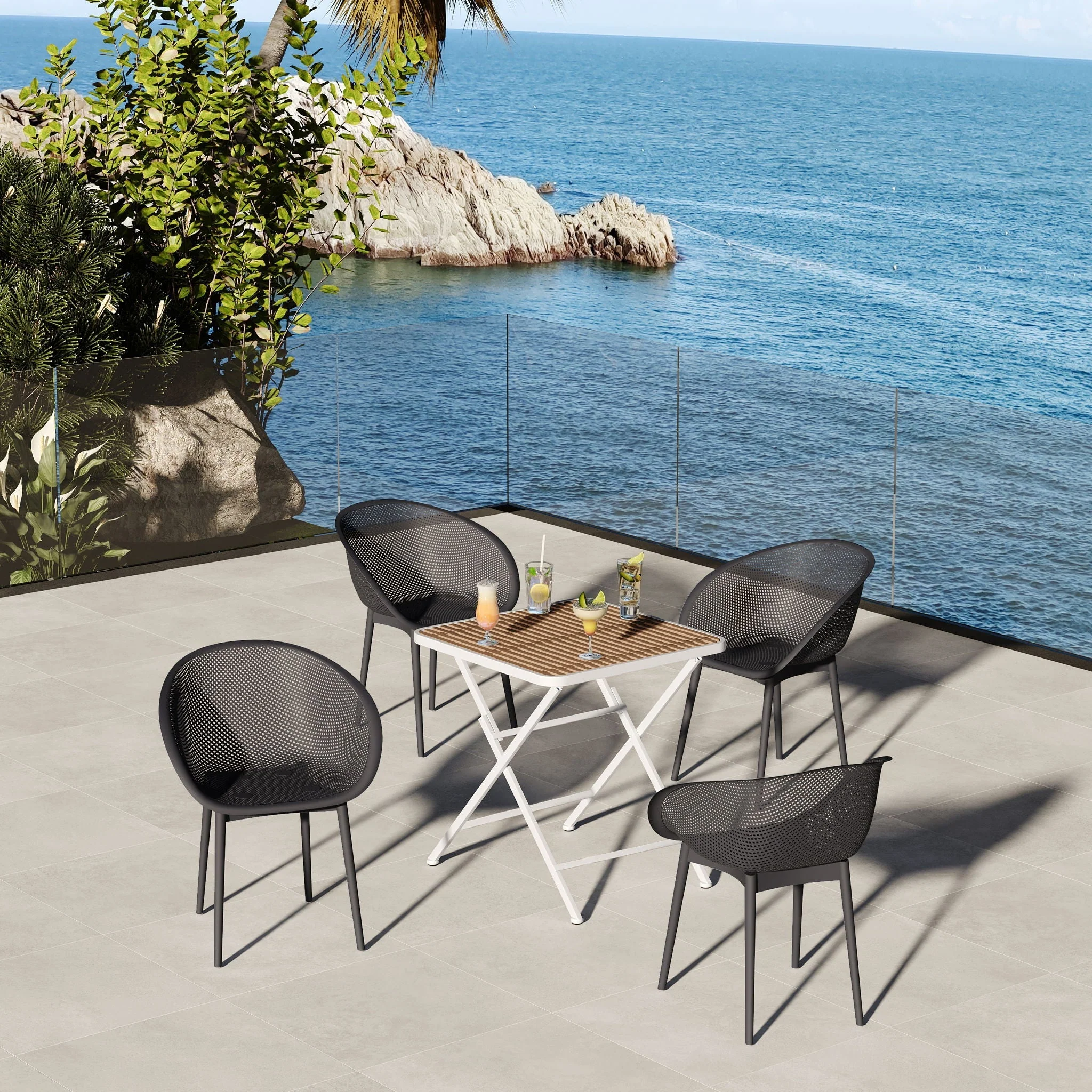 2 Piece Durable Single Chair With Hollow Out Design - Image 10