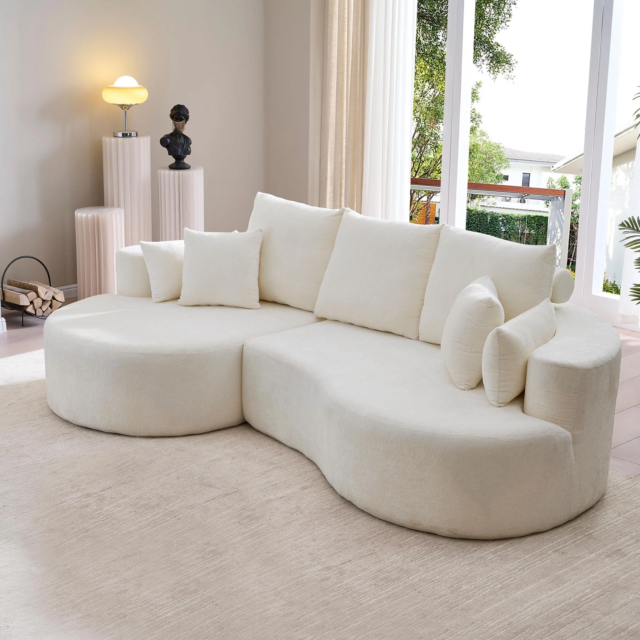 2 Piece Fabric Cloud Curved Sectional Sofa With Chaise For Living Room - Image 3