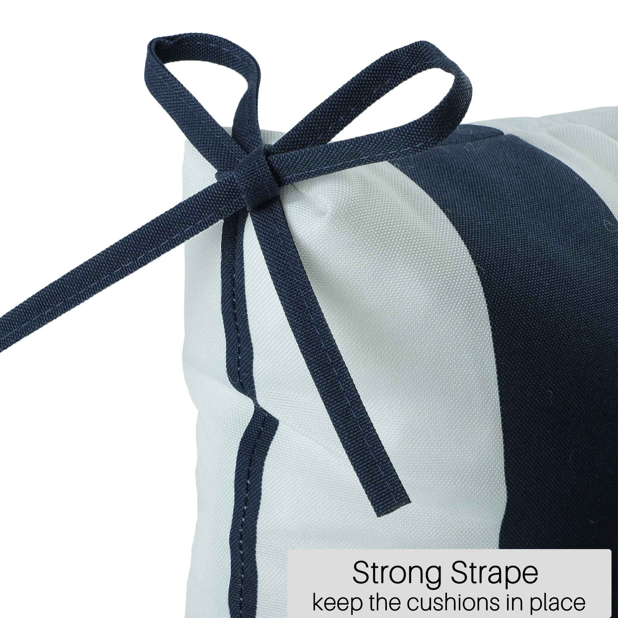 2-Piece High Back Chair Cushion Set, Navy Blue/White - Image 4