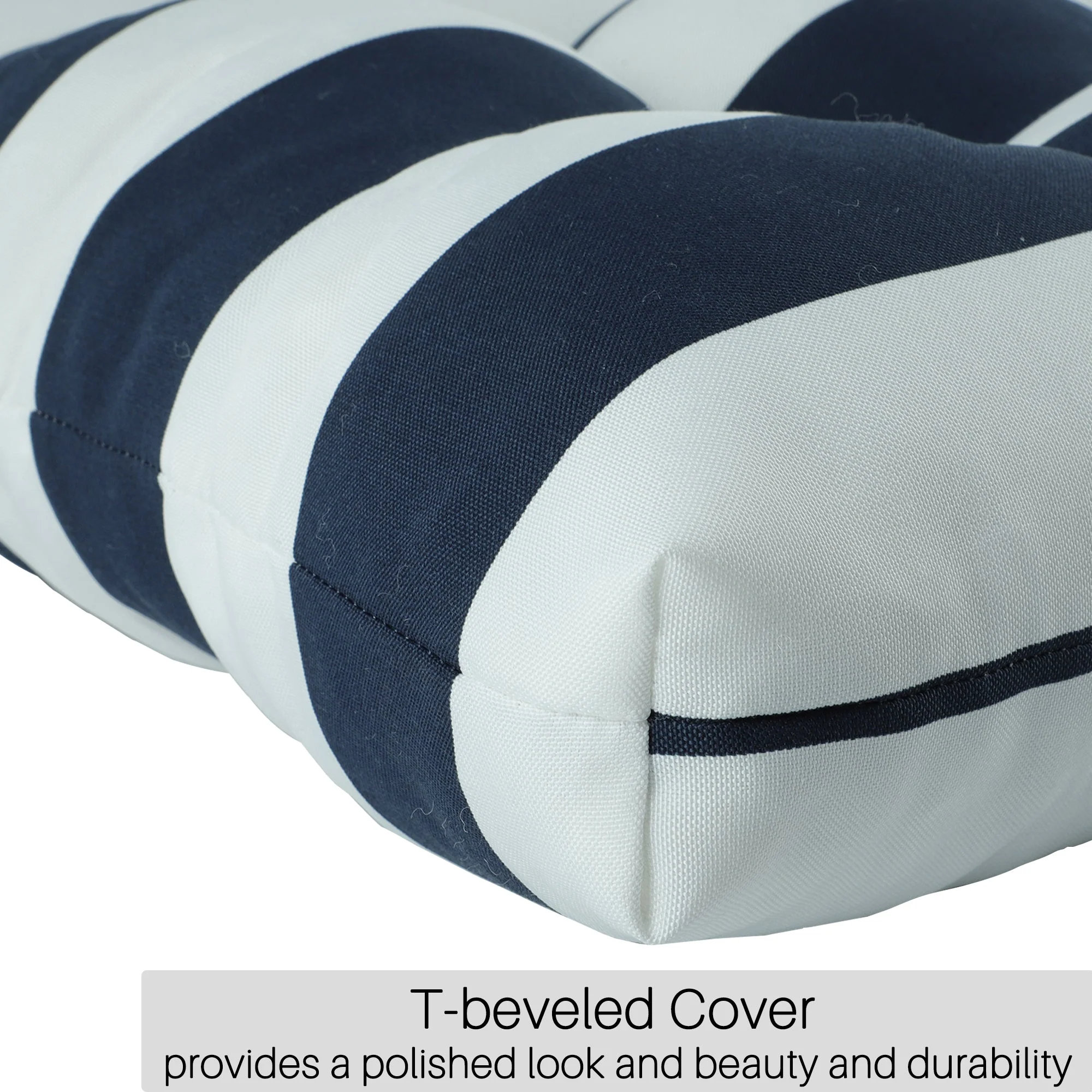 2-Piece High Back Chair Cushion Set, Navy Blue/White - Image 6