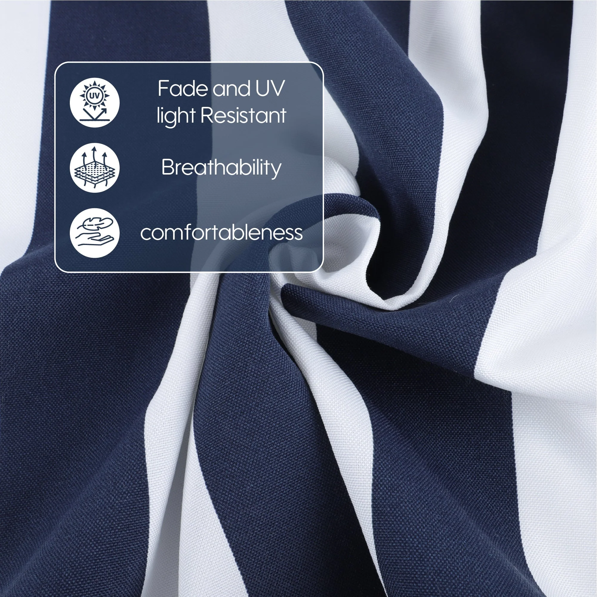 2-Piece High Back Chair Cushion Set, Navy Blue/White - Image 7