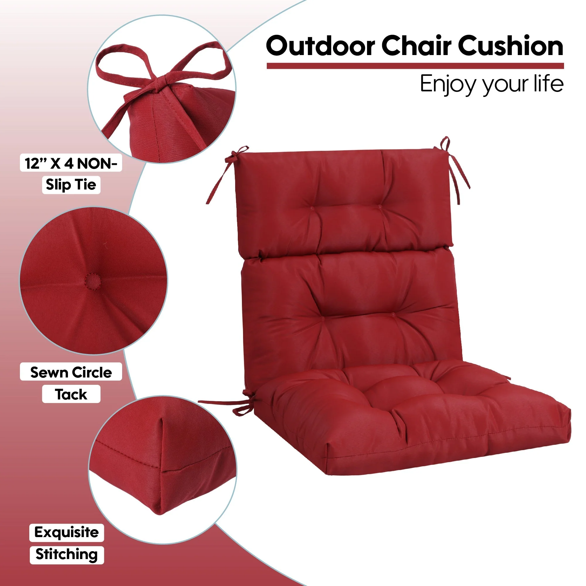 2-Piece High Back Patio Chair Cushion Set - Image 9