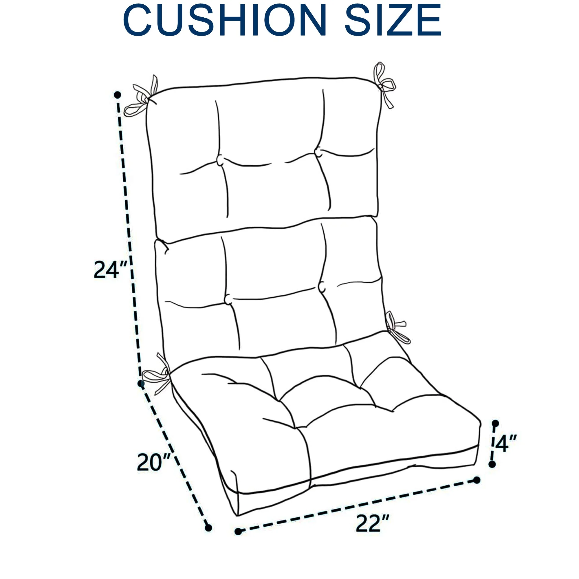 2-Piece High Back Patio Chair Cushion Set, Blue - Image 3