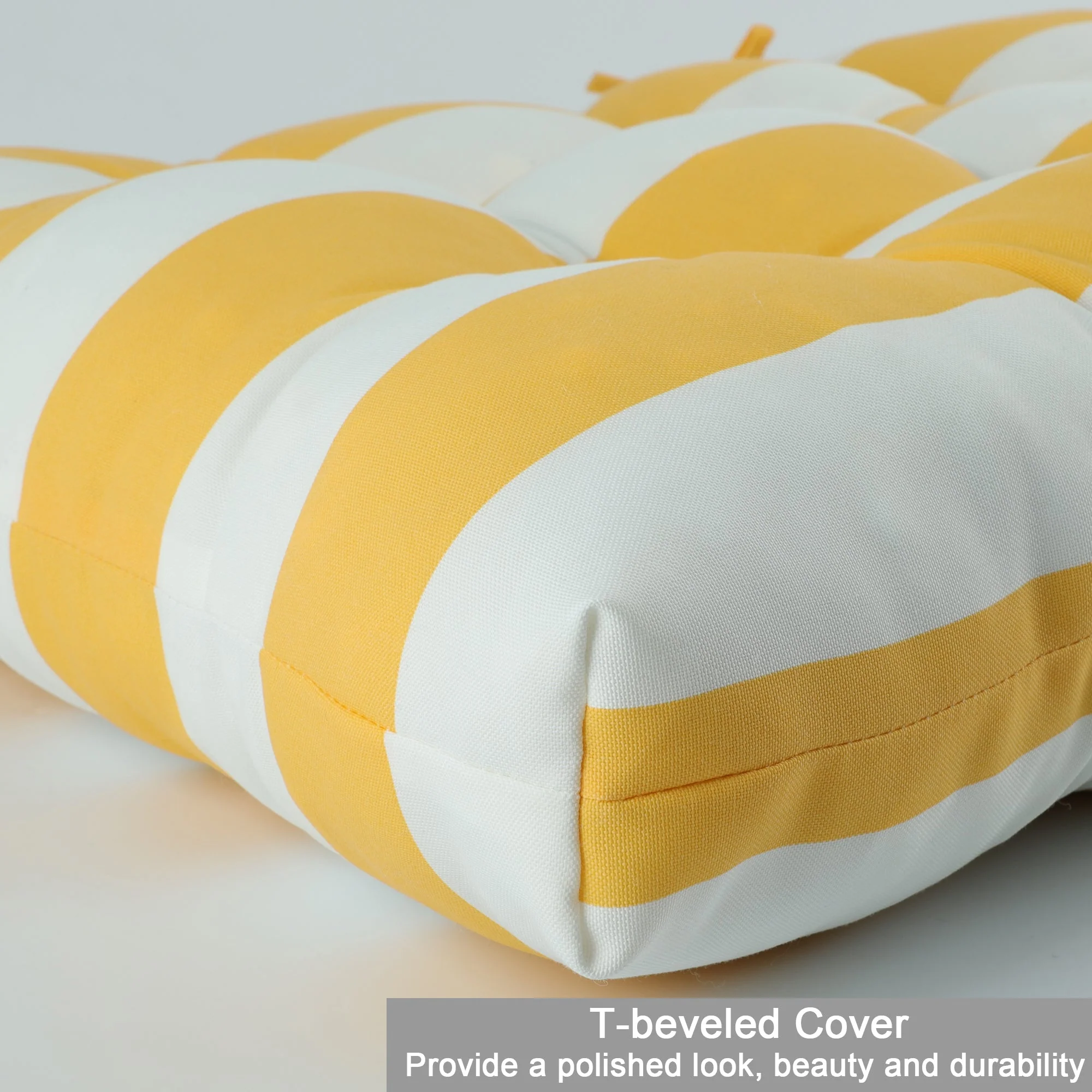 2-Piece High Back Patio Chair Cushion Set, Yellow/White - Image 6