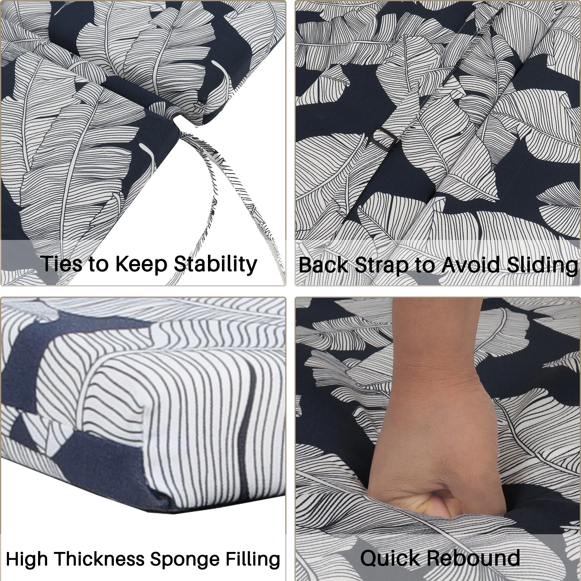 2-Piece Indoor/Outdoor Chaise Lounge Chair Cushion Set with Ties - Image 4