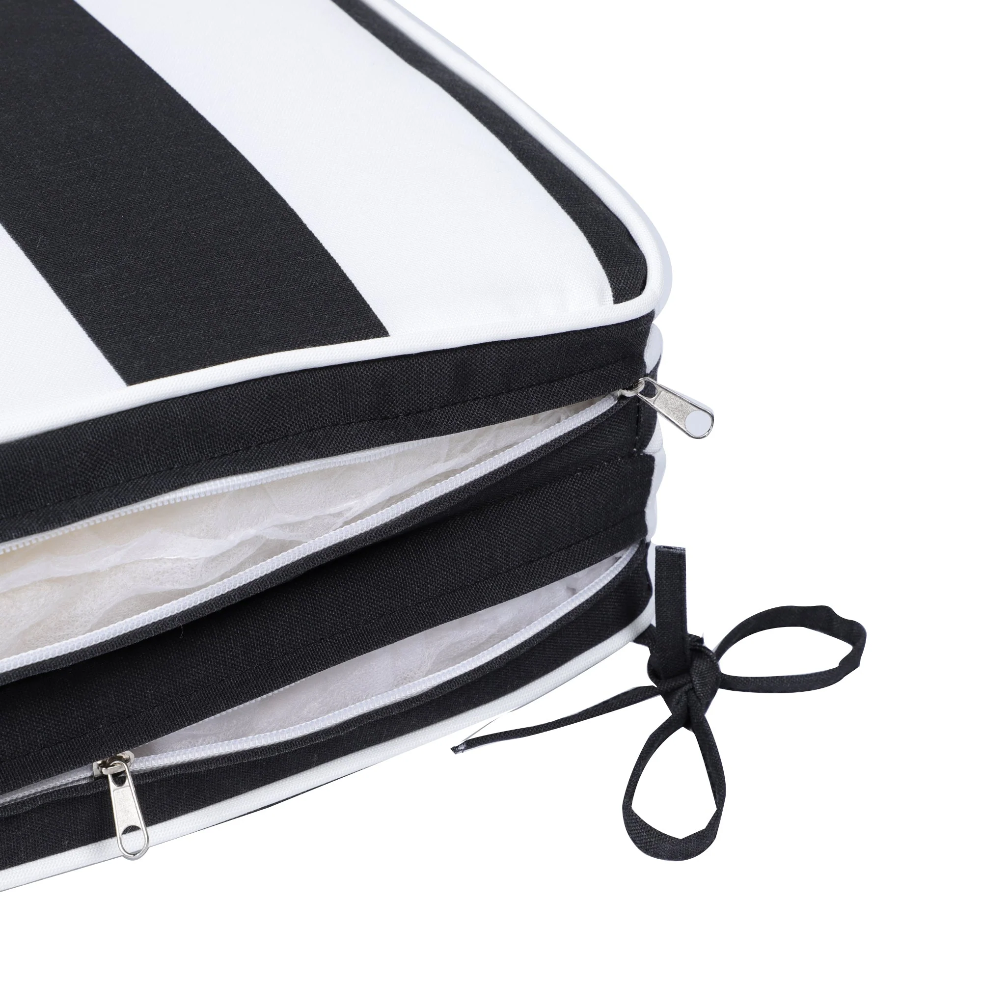 2-Piece Outdoor Chaise Lounge Chair Cushion Set – Black/White Stripe - Image 5