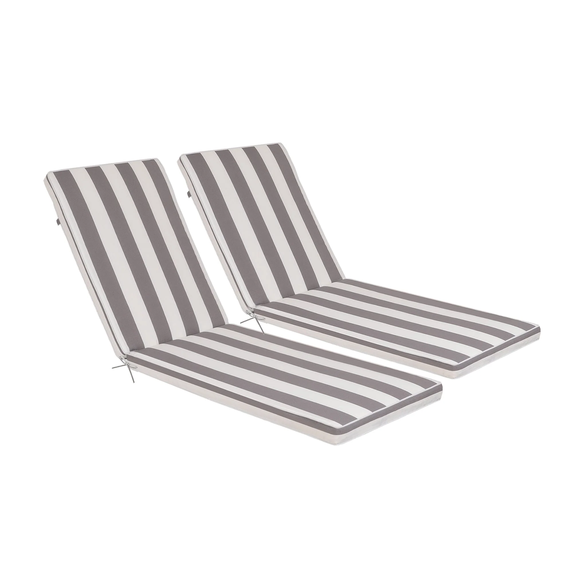 2-Piece Outdoor Chaise Lounge Cushion Set, Grey/White - Image 14