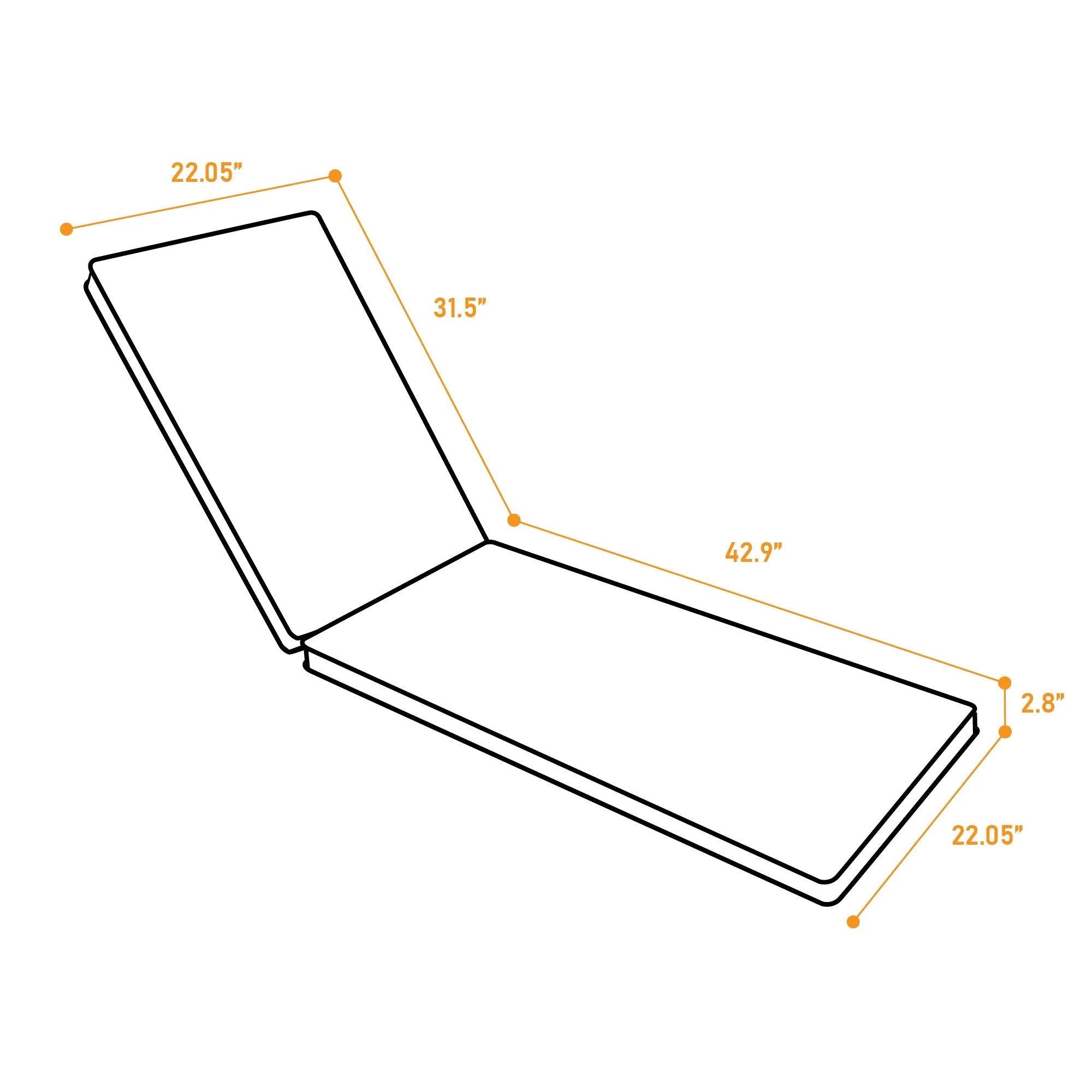 2-Piece Outdoor Chaise Lounge Cushion Set, Yellow/White - Image 3