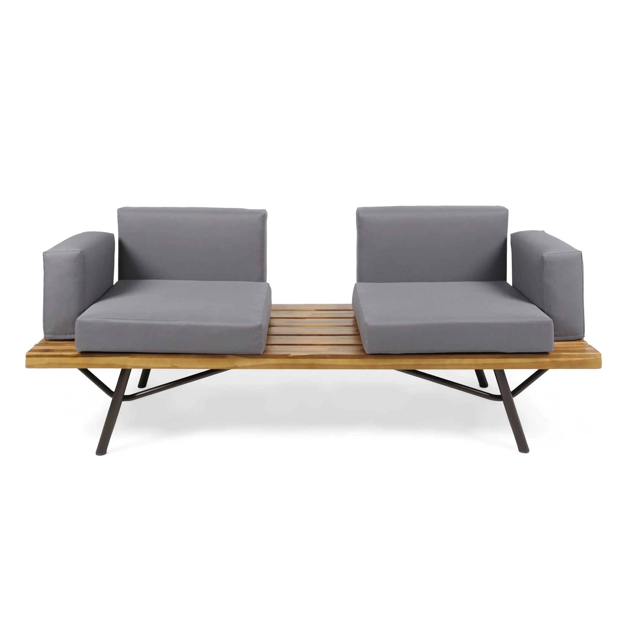 2 Piece Patio Set With Loveseat And Coffee Table - Natural / Dark Gray - Image 4