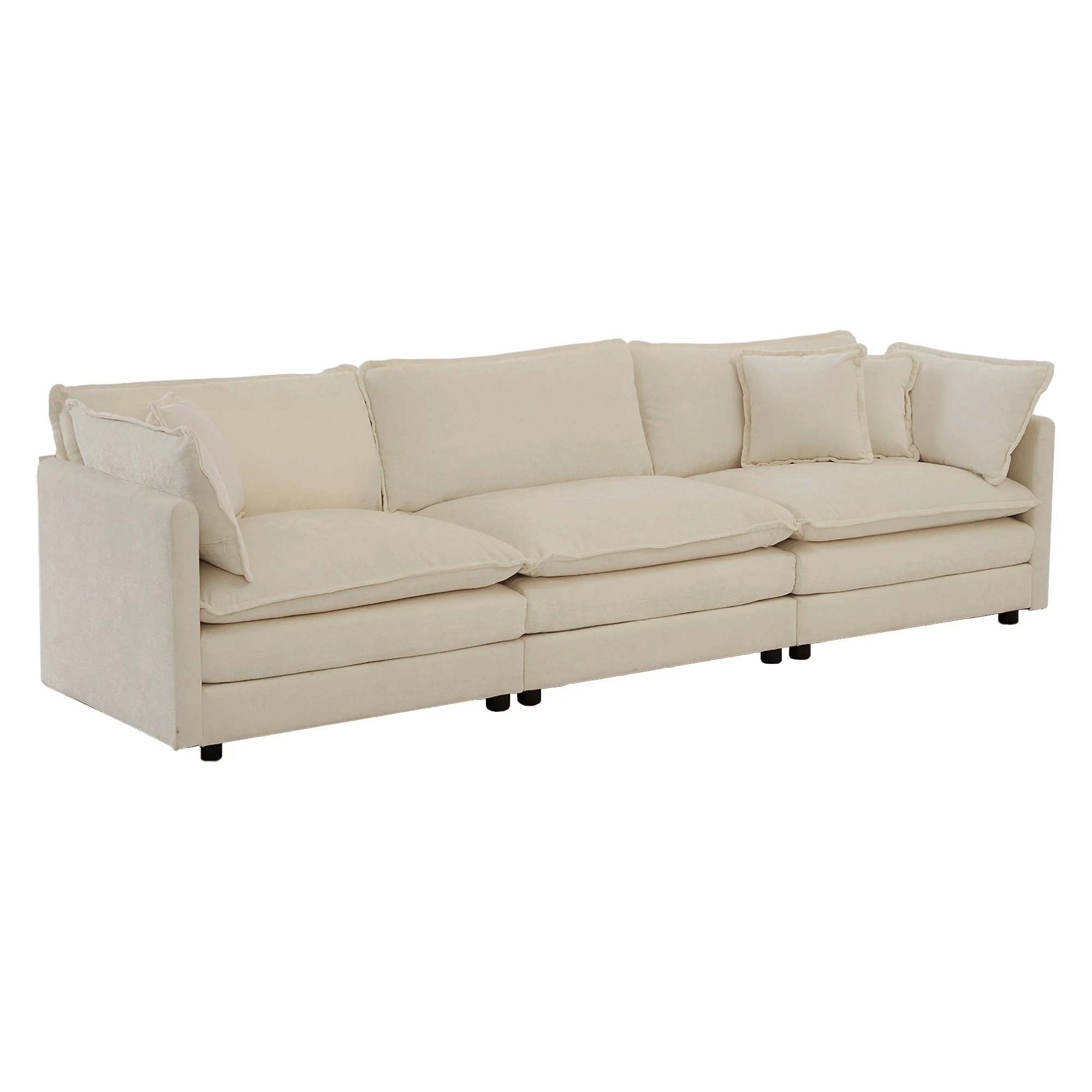 2-Piece Upholstered Living Room Sectional Sofa Set in Beige Chenille - Image 10