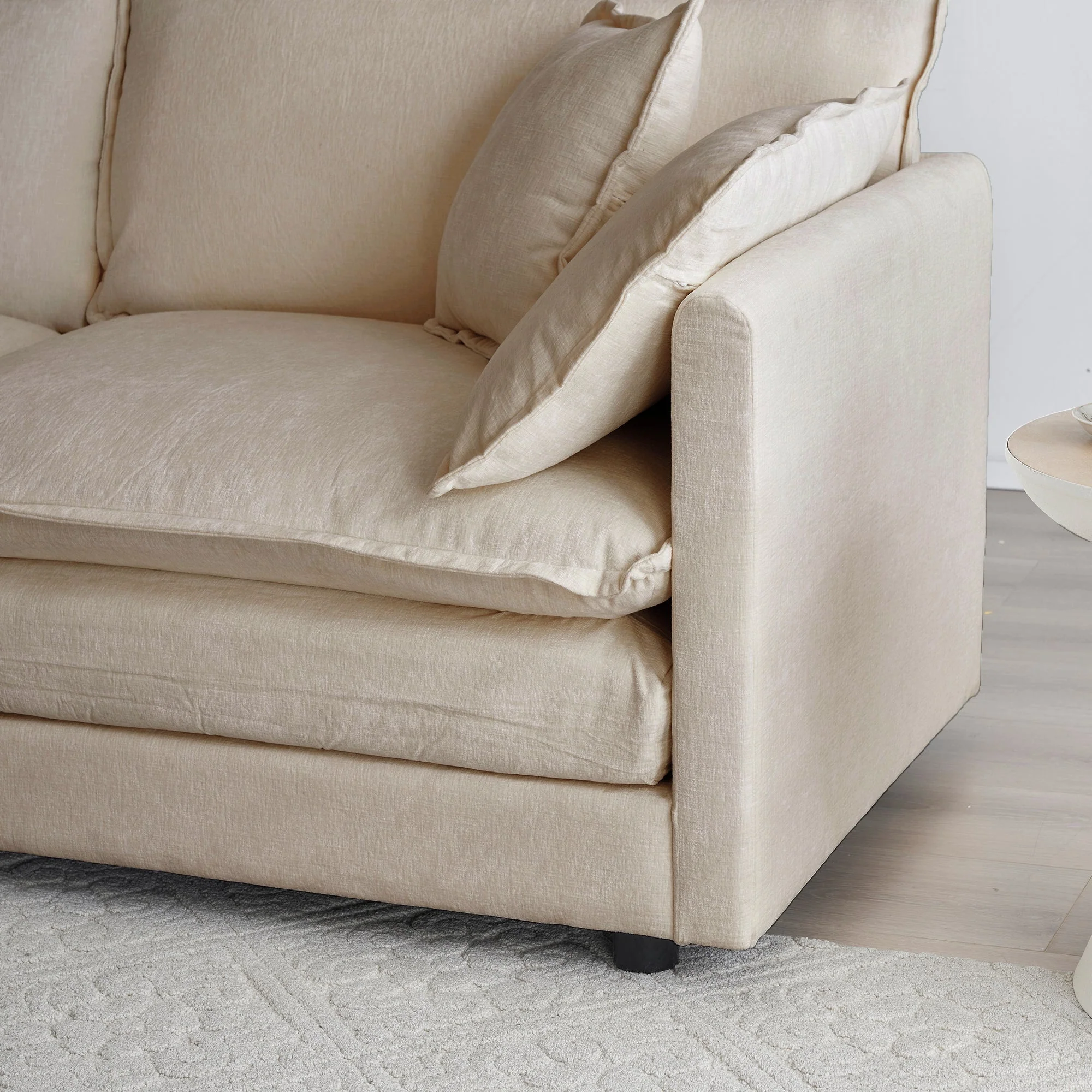 2-Piece Upholstered Living Room Sectional Sofa Set in Beige Chenille - Image 3