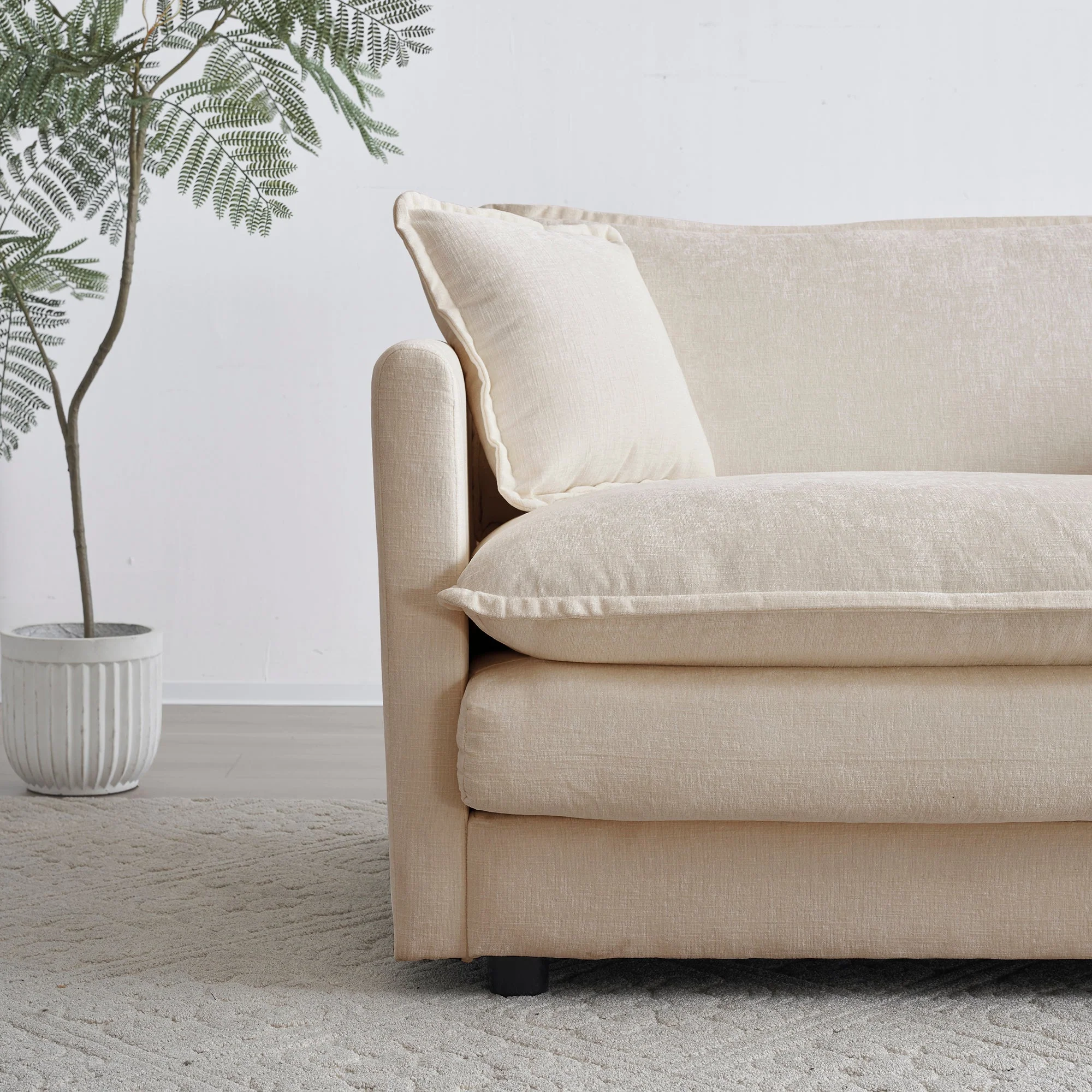 2-Piece Upholstered Living Room Sectional Sofa Set in Beige Chenille - Image 6
