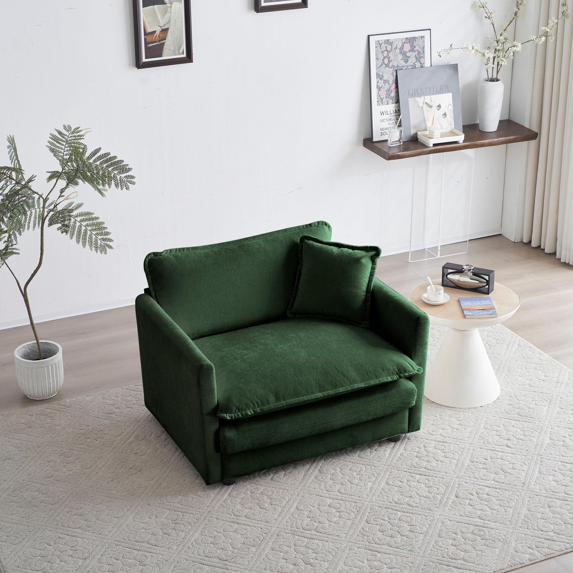 2-Piece Upholstered Sectional Sofa Set in Green Chenille - Image 11