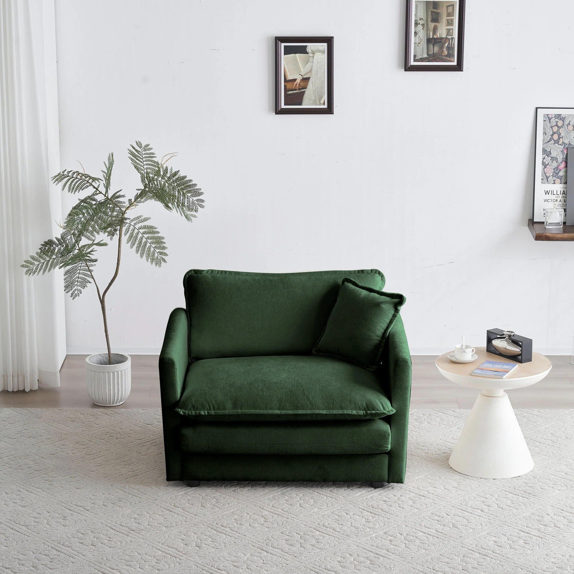 2-Piece Upholstered Sectional Sofa Set in Green Chenille - Image 14