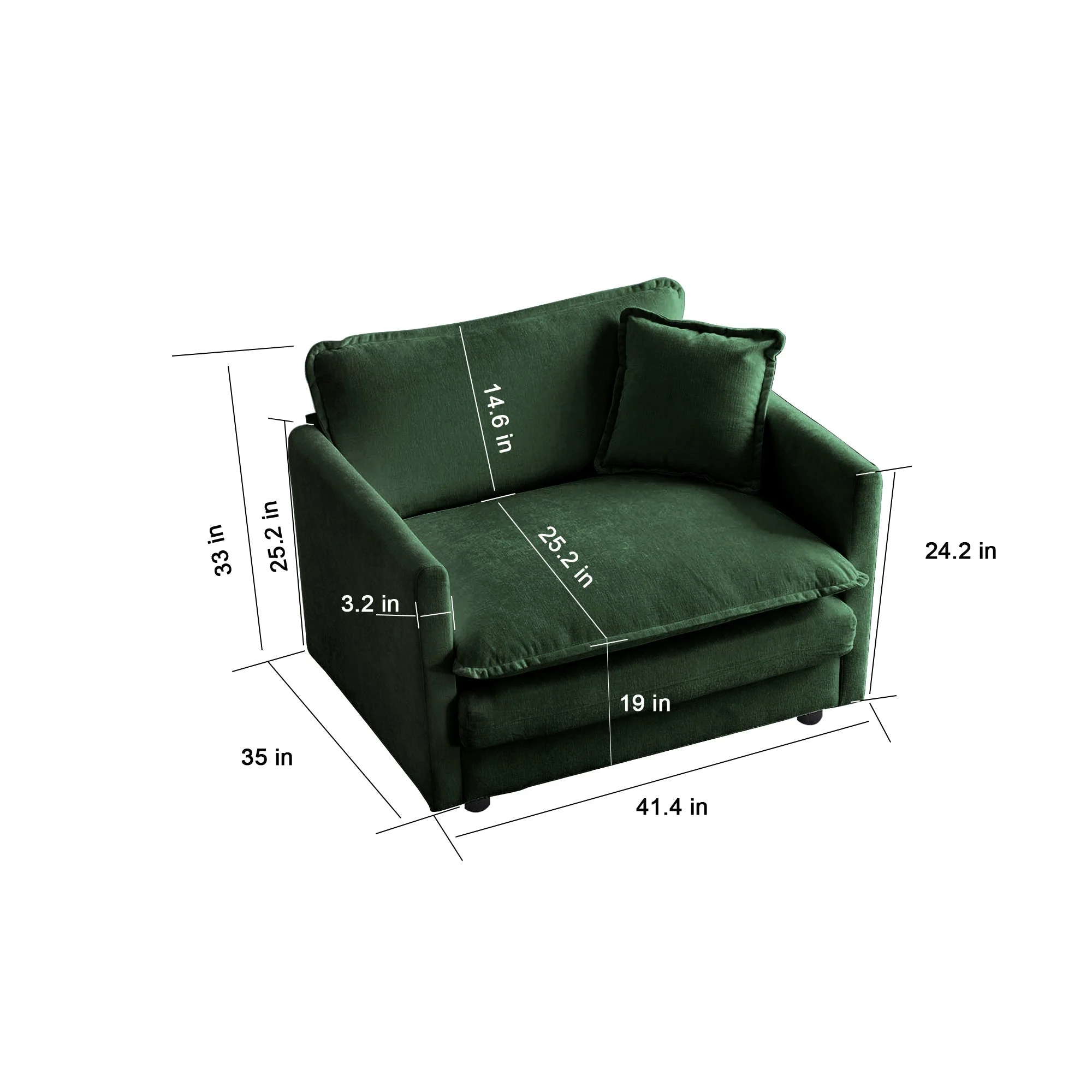 2-Piece Upholstered Sectional Sofa Set in Green Chenille - Image 15