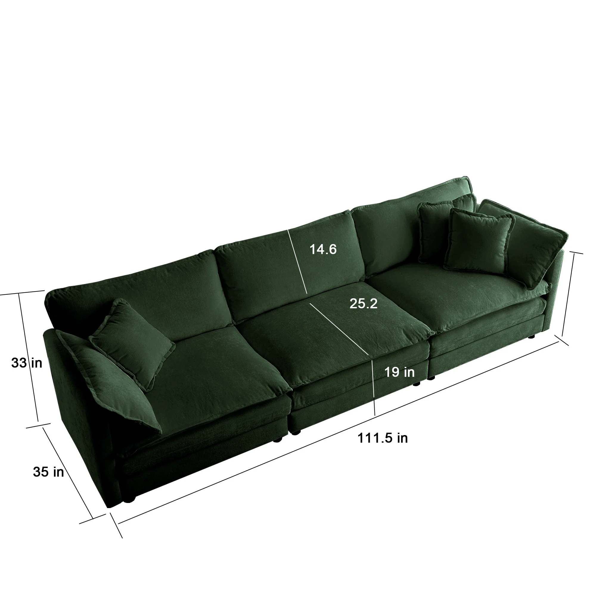2-Piece Upholstered Sectional Sofa Set in Green Chenille - Image 16