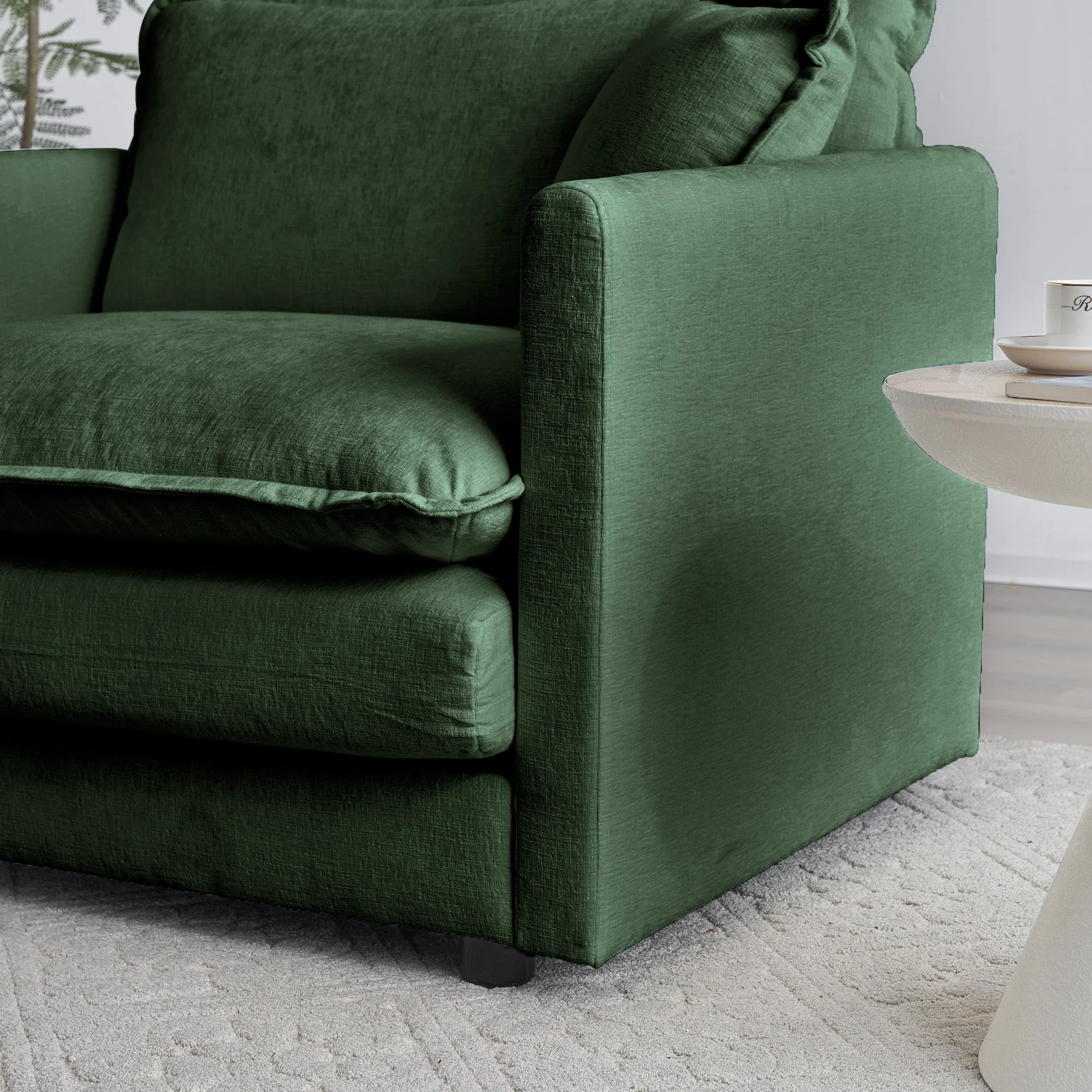 2-Piece Upholstered Sectional Sofa Set in Green Chenille - Image 18
