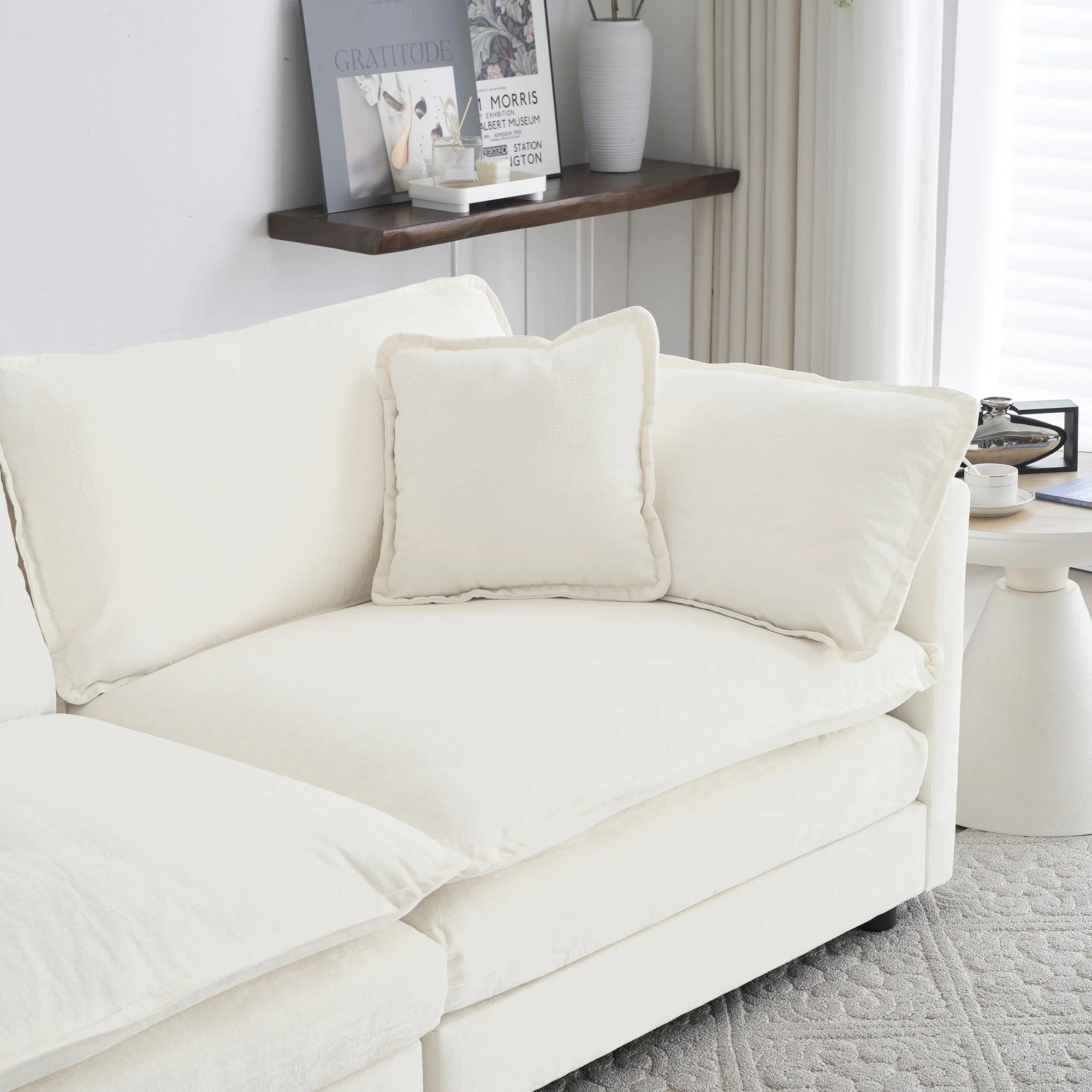 2-Piece White Chenille Sofa Set for Living Room - Image 4