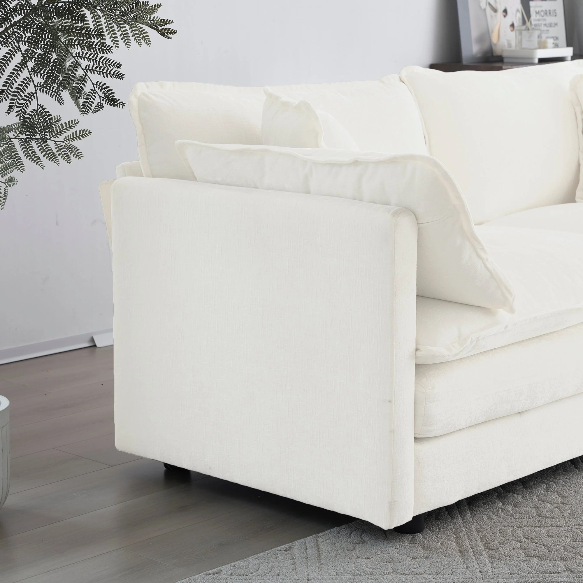 2-Piece White Chenille Sofa Set for Living Room - Image 5