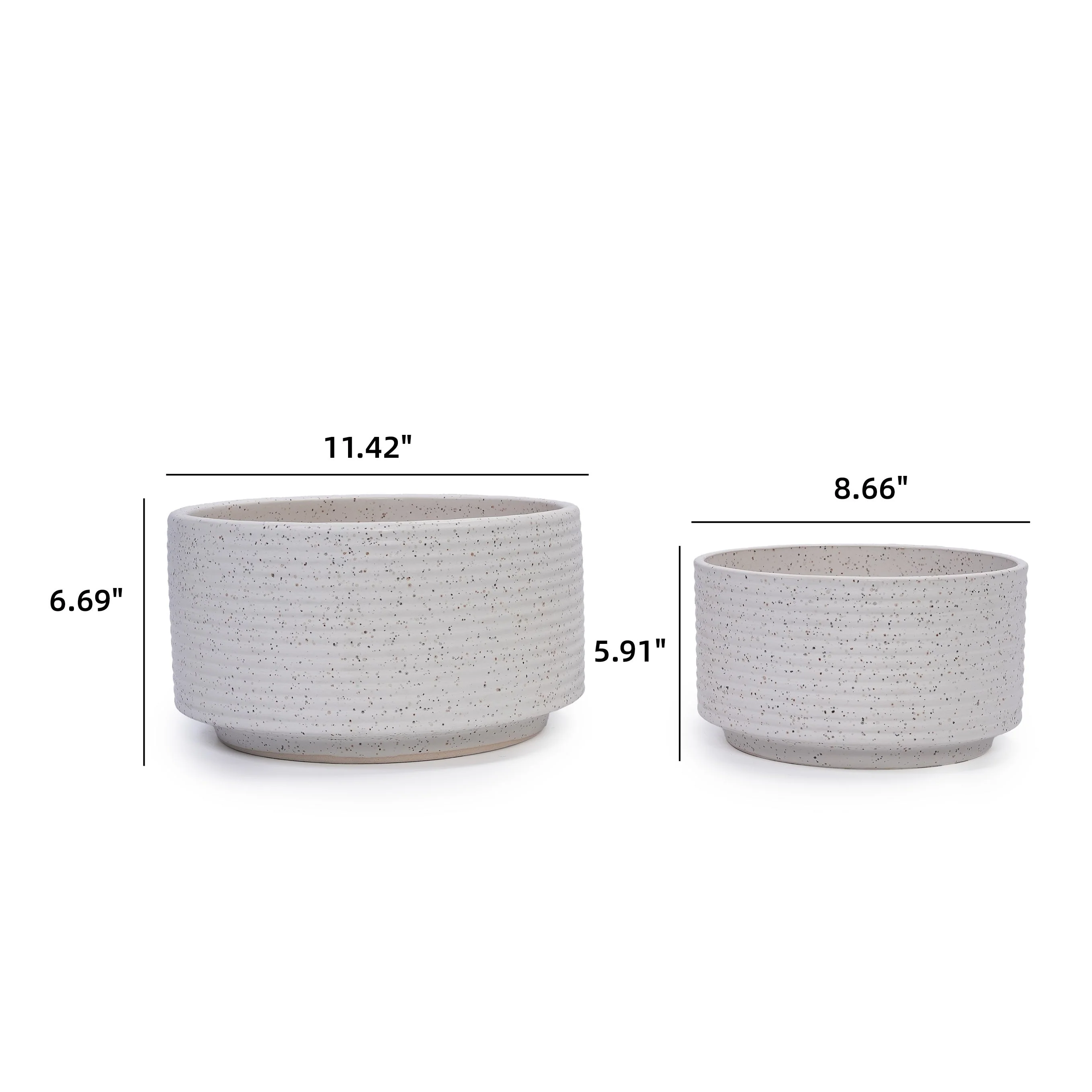 2 Pieces Ceramic Flowerpot, Modern Planter for Patio, Garden or Windowsills - Milk White - Image 3